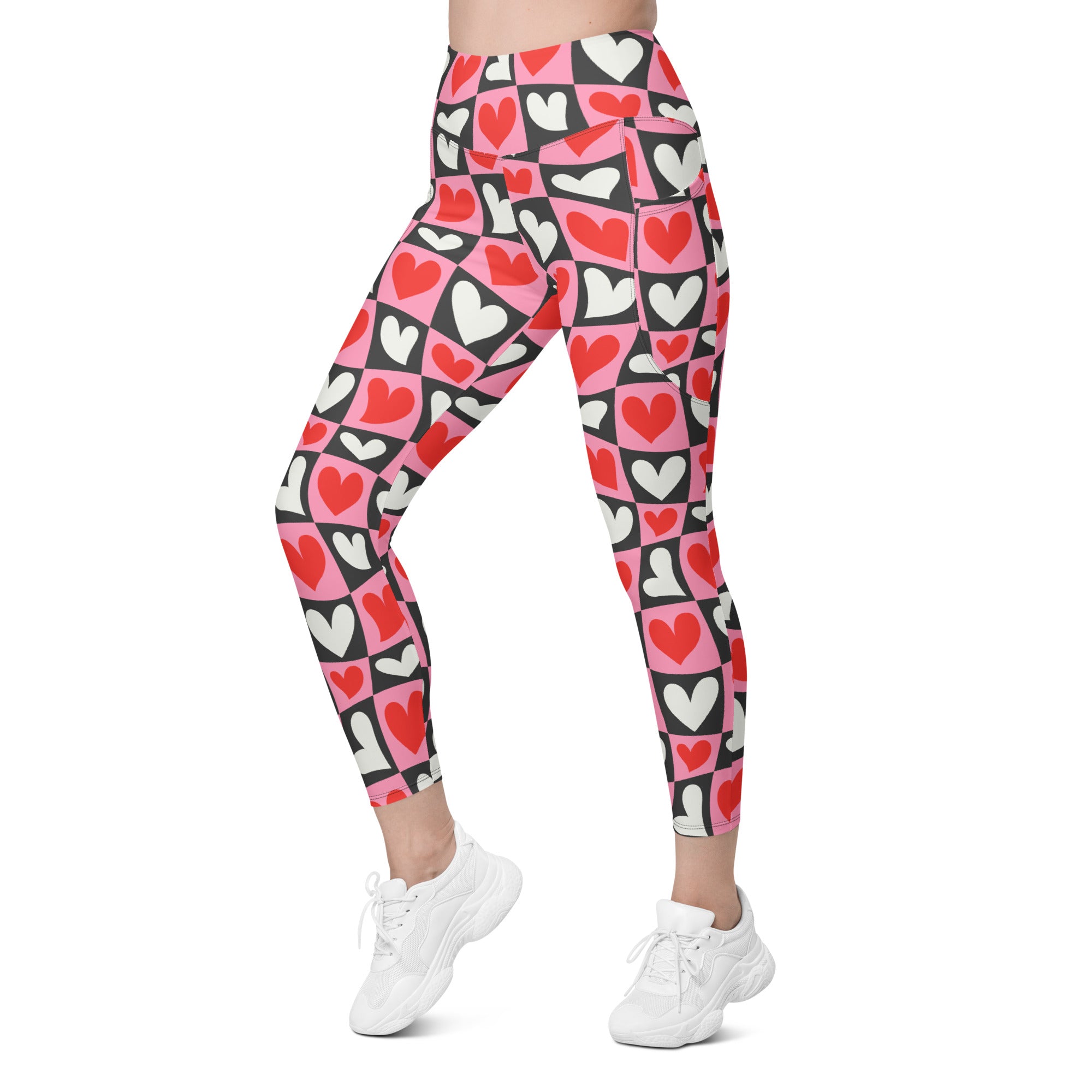 Dancing Hearts Checkerboard Leggings with pockets