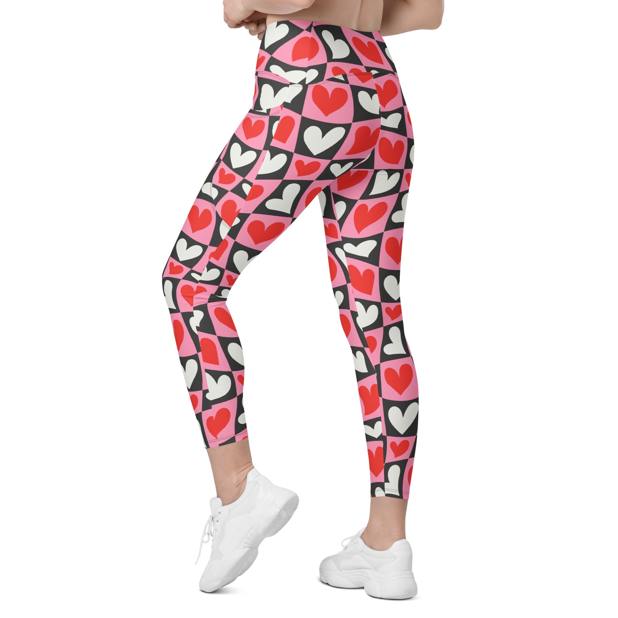 Dancing Hearts Checkerboard Leggings with pockets