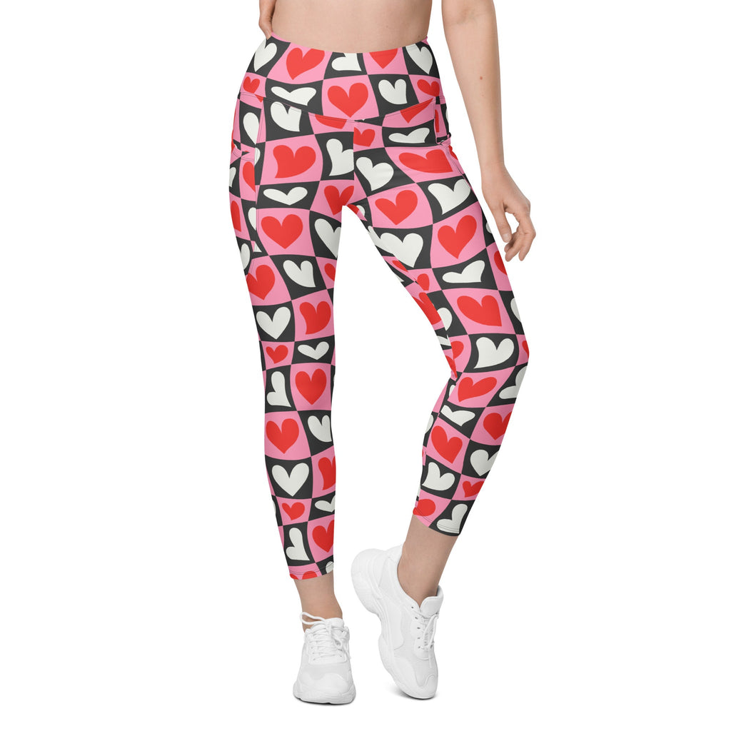 Dancing Hearts Checkerboard Leggings with pockets
