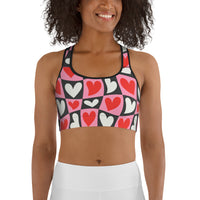 Dancing Hearts Checkerboard Sports Bra