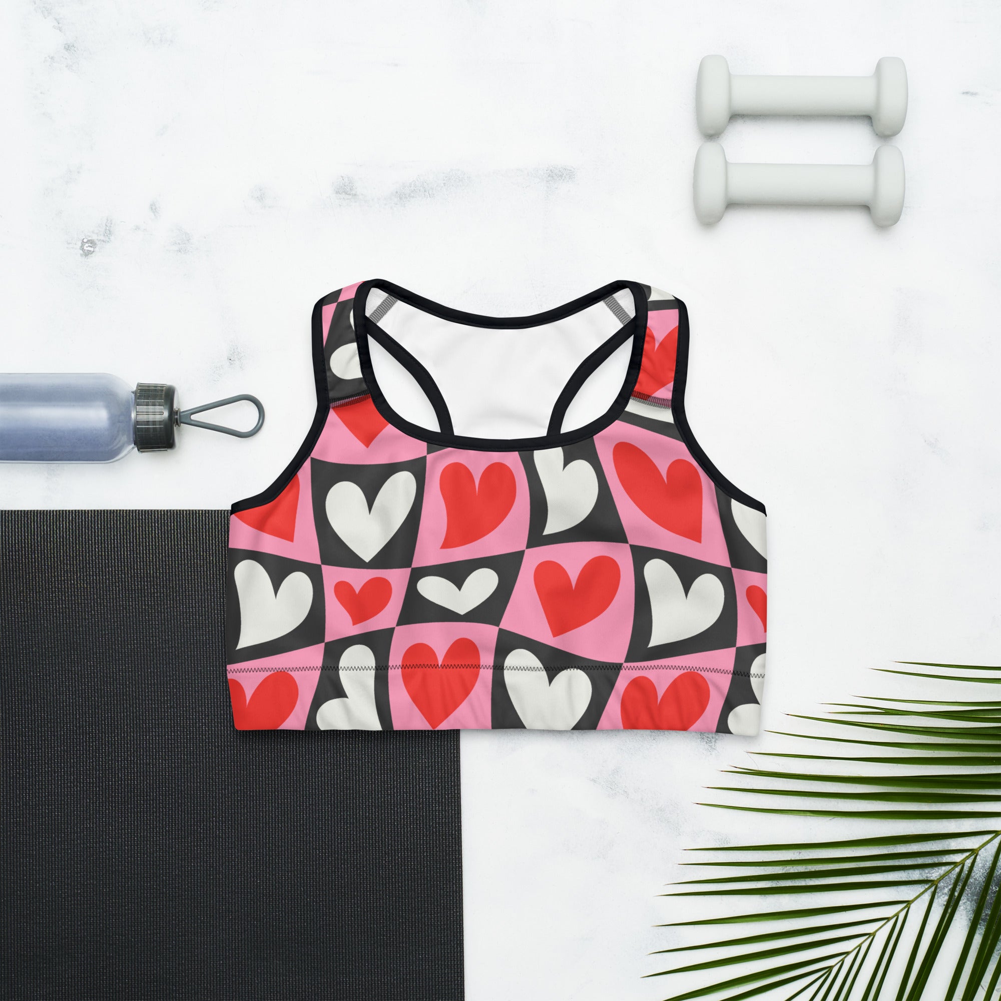 Dancing Hearts Checkerboard Sports Bra