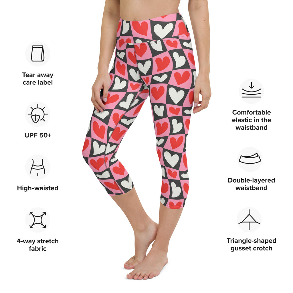 Dancing Hearts Checkerboard Yoga Capris