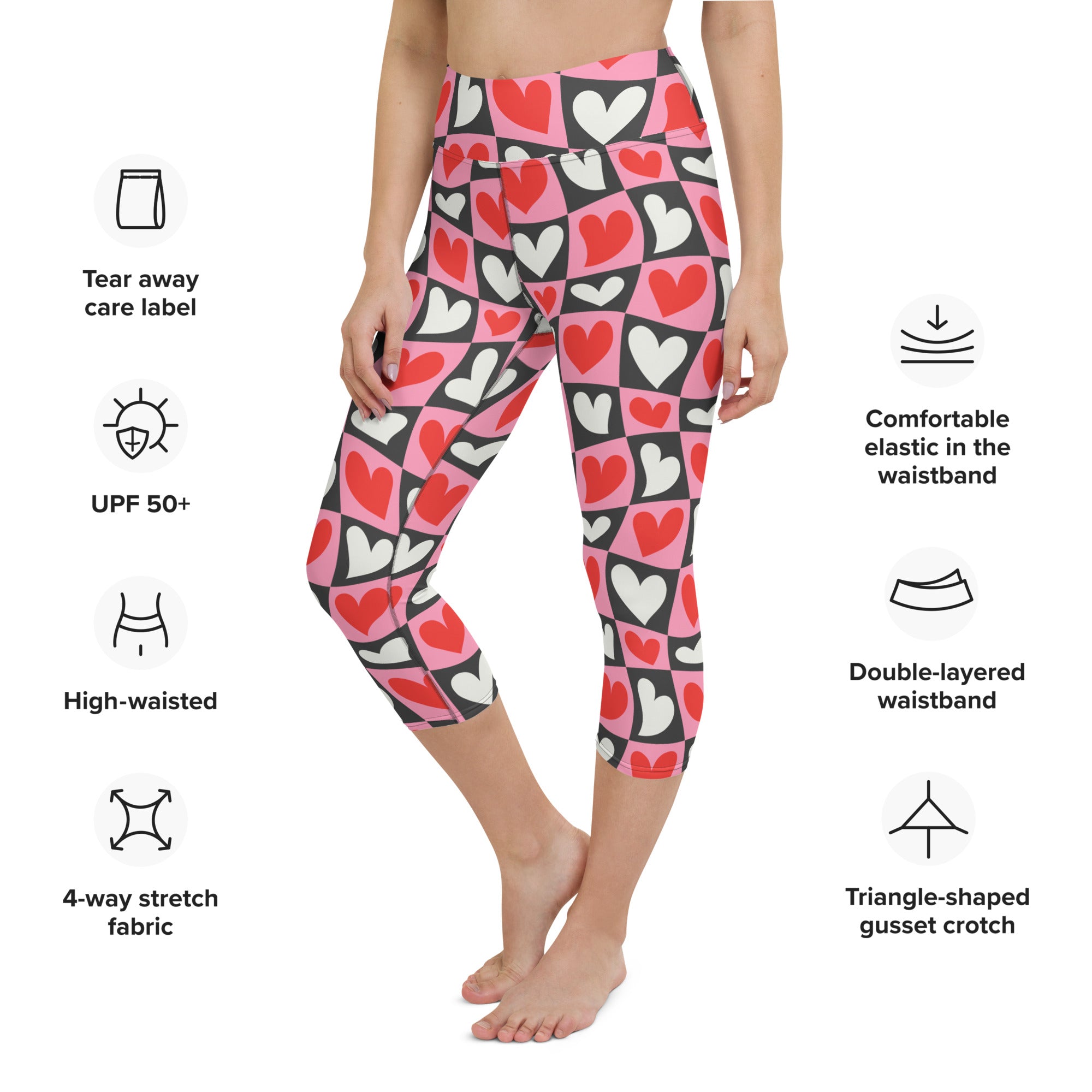 Dancing Hearts Checkerboard Yoga Capris
