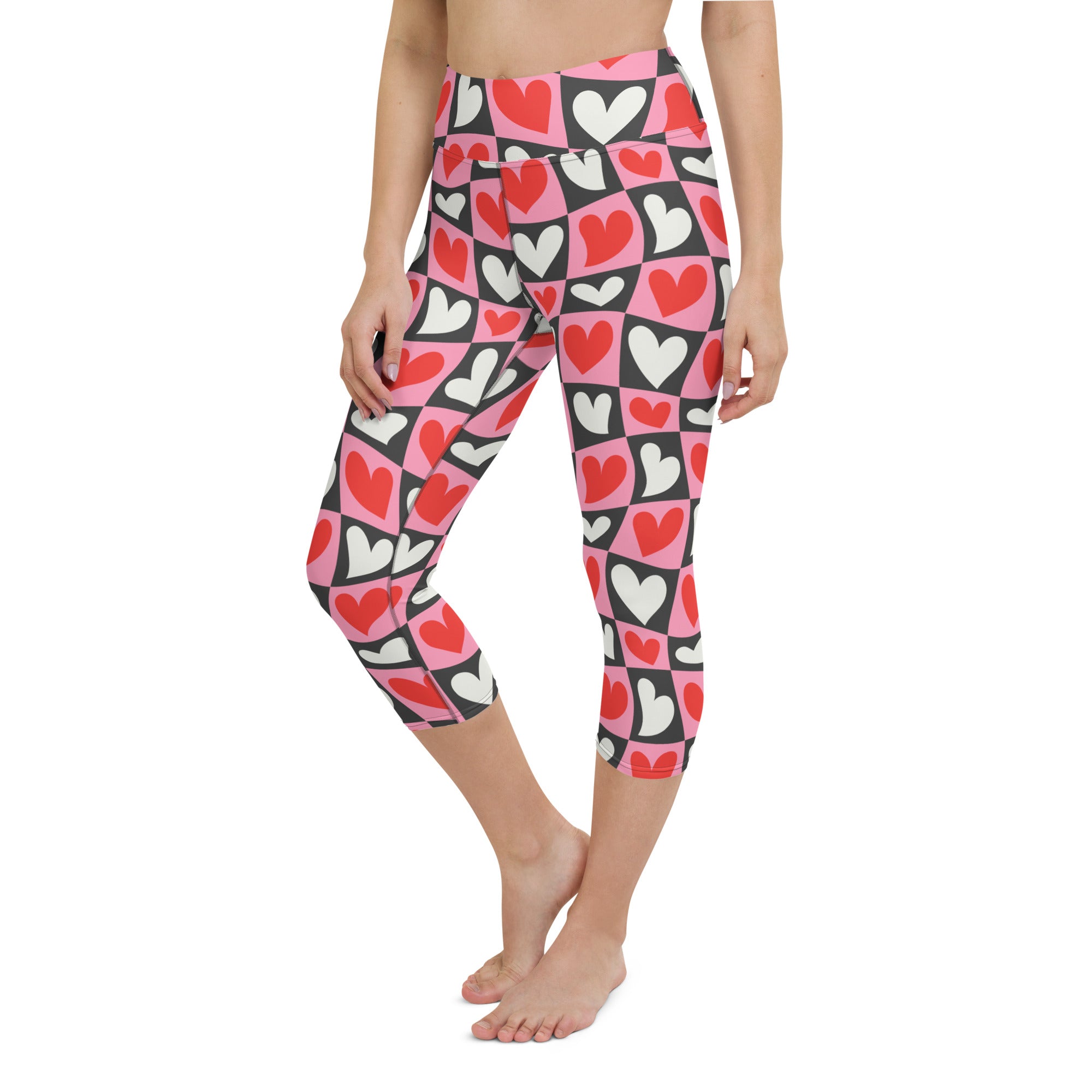 Dancing Hearts Checkerboard Yoga Capris