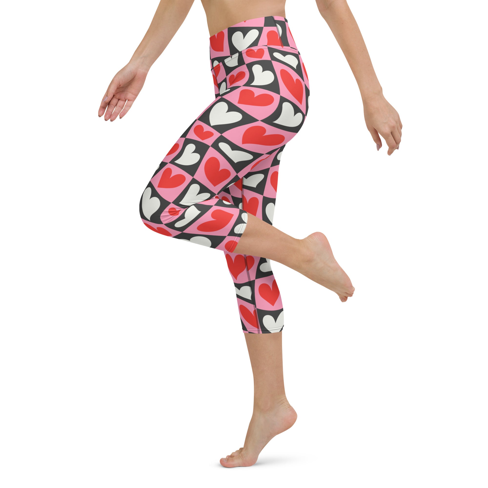 Dancing Hearts Checkerboard Yoga Capris