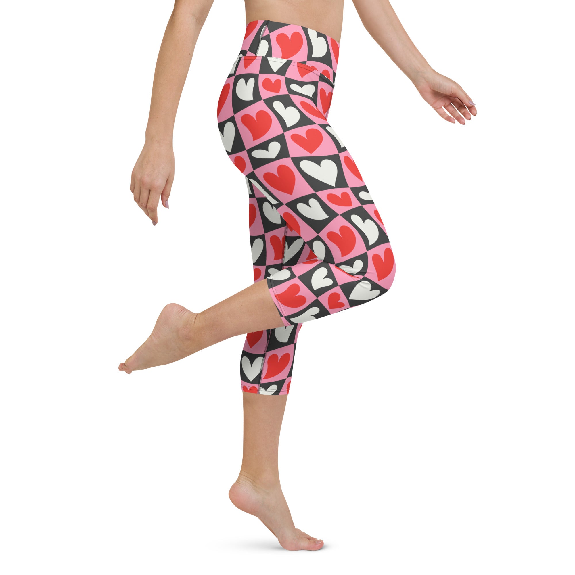 Dancing Hearts Checkerboard Yoga Capris