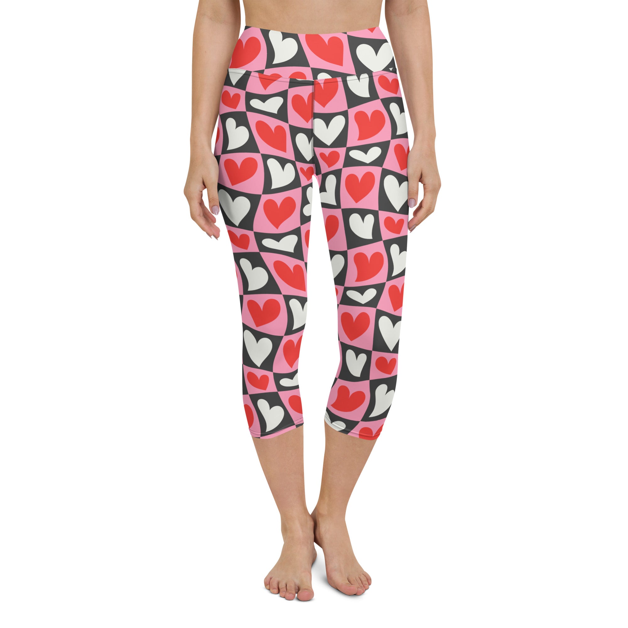 Dancing Hearts Checkerboard Yoga Capris