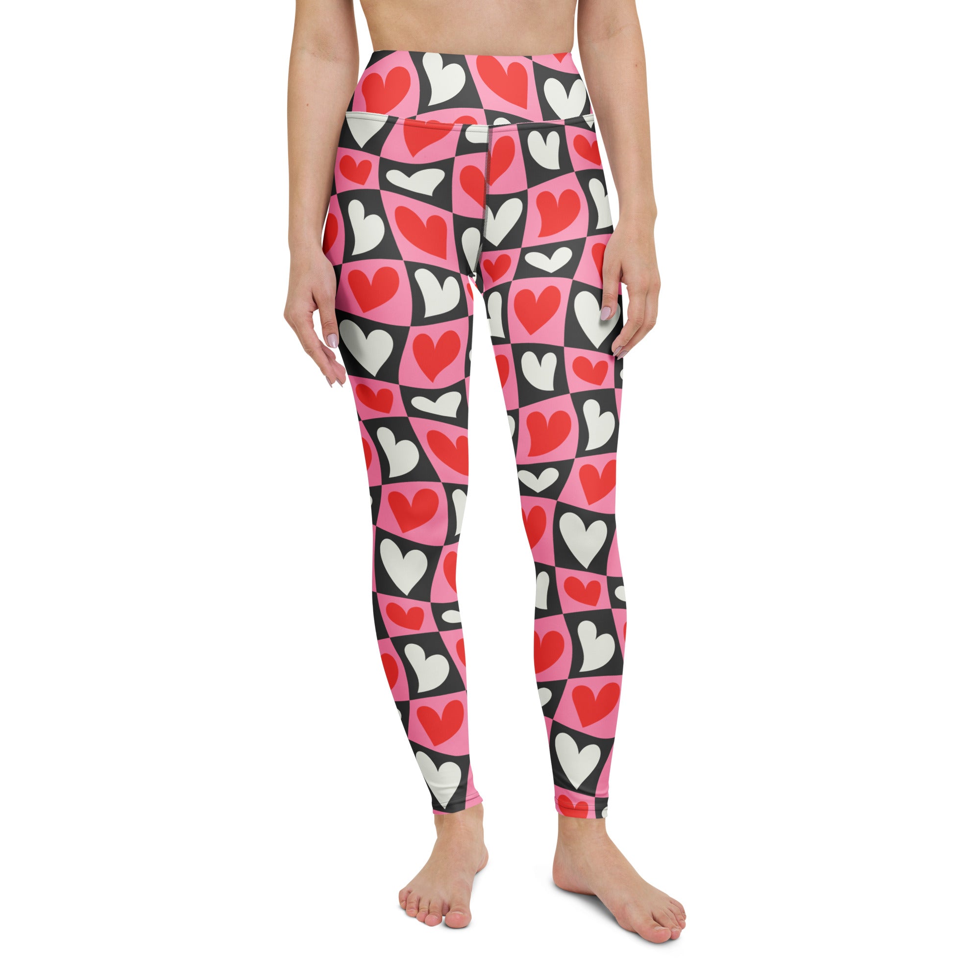 Dancing Hearts Checkerboard Yoga Leggings