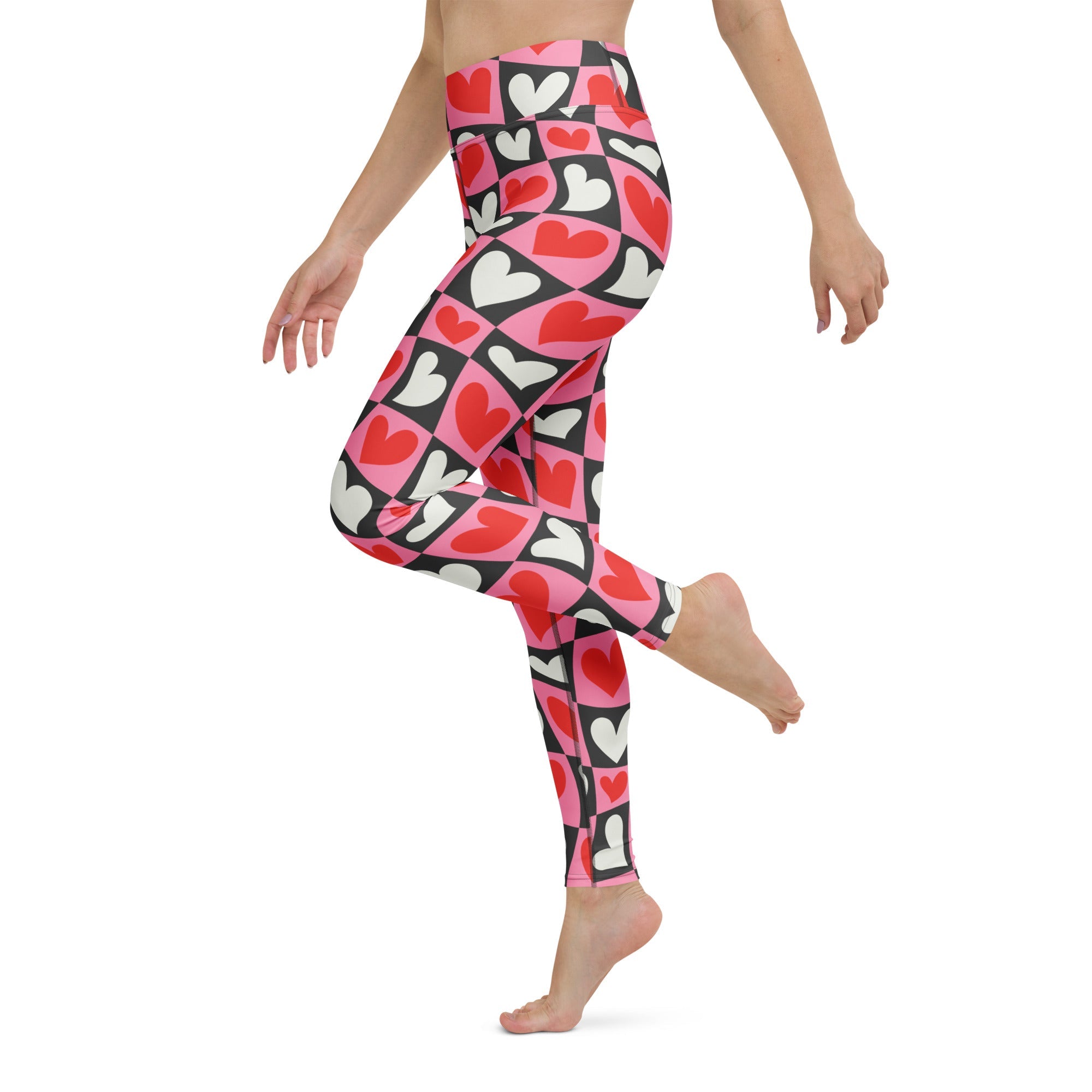 Dancing Hearts Checkerboard Yoga Leggings