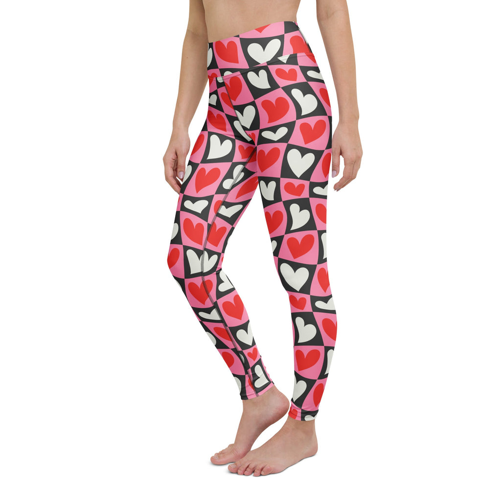 Dancing Hearts Checkerboard Yoga Leggings