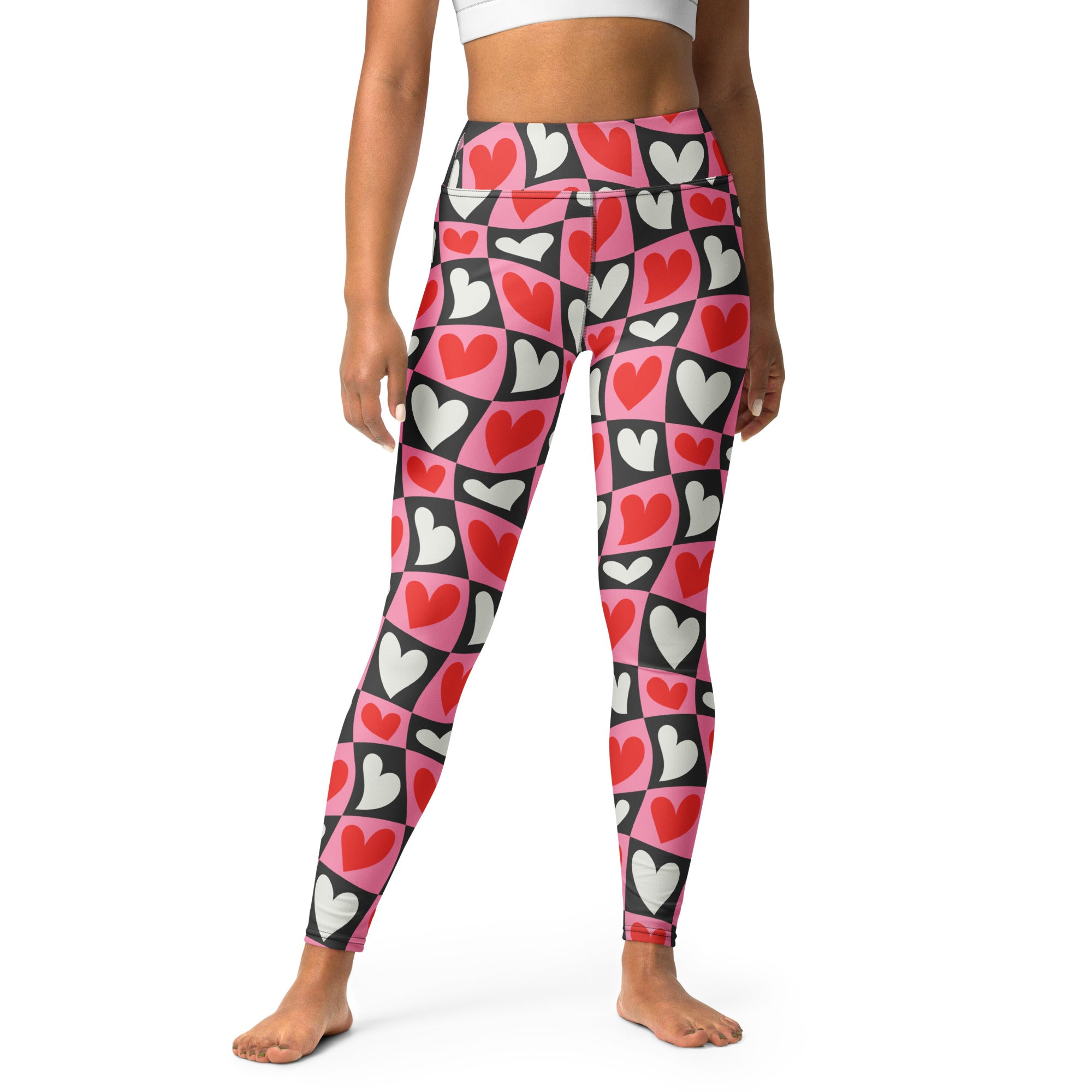 Dancing Hearts Checkerboard Yoga Leggings