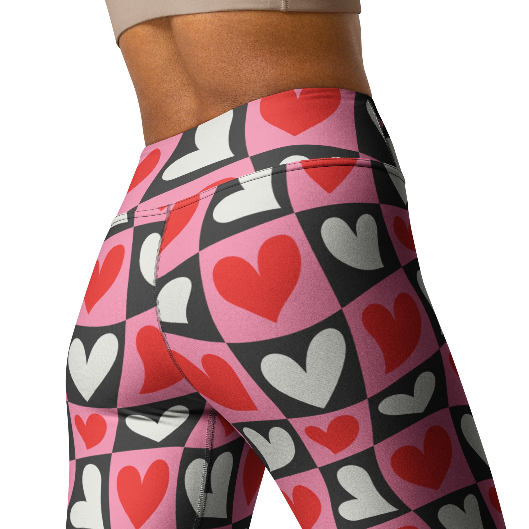 Dancing Hearts Checkerboard Yoga Leggings