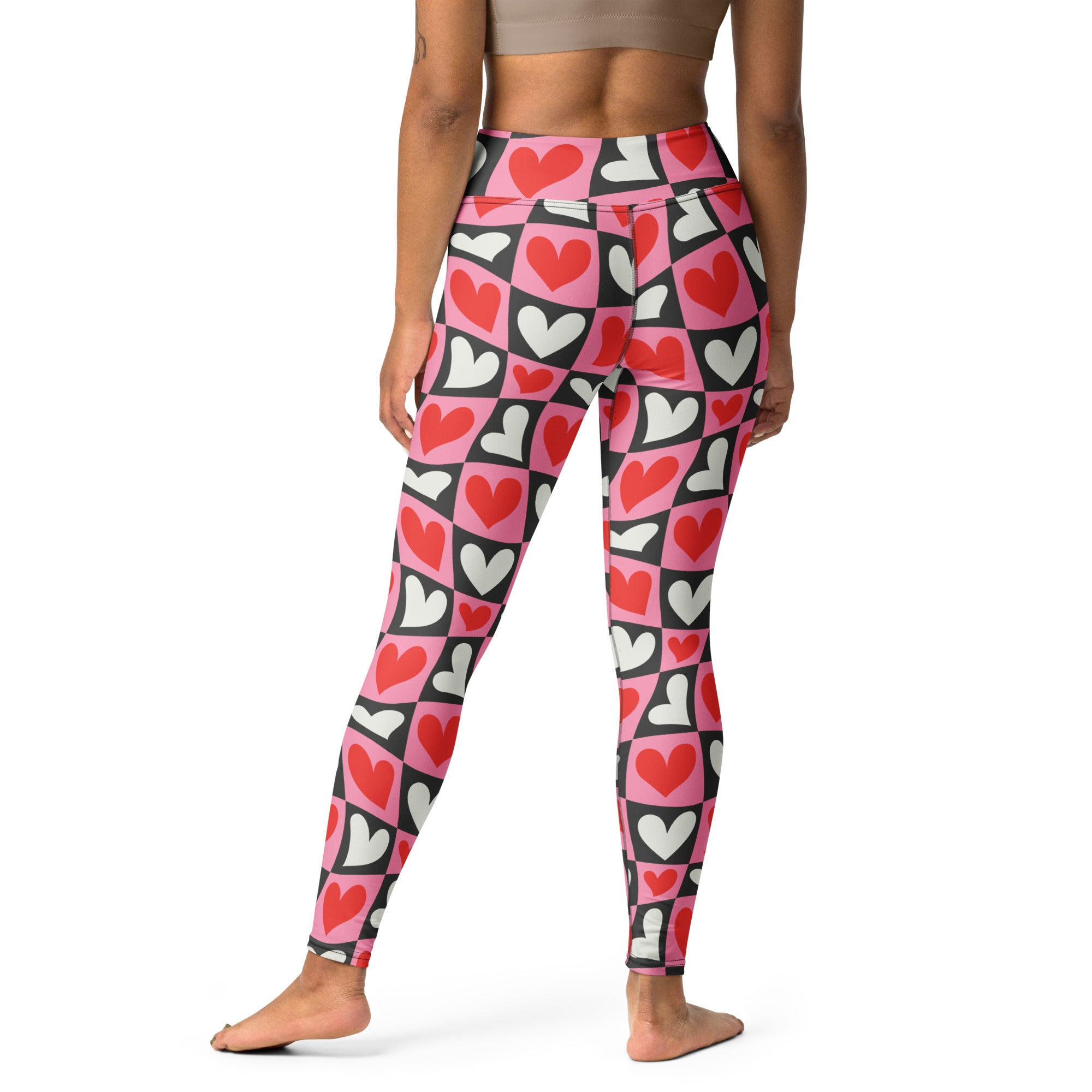 Dancing Hearts Checkerboard Yoga Leggings