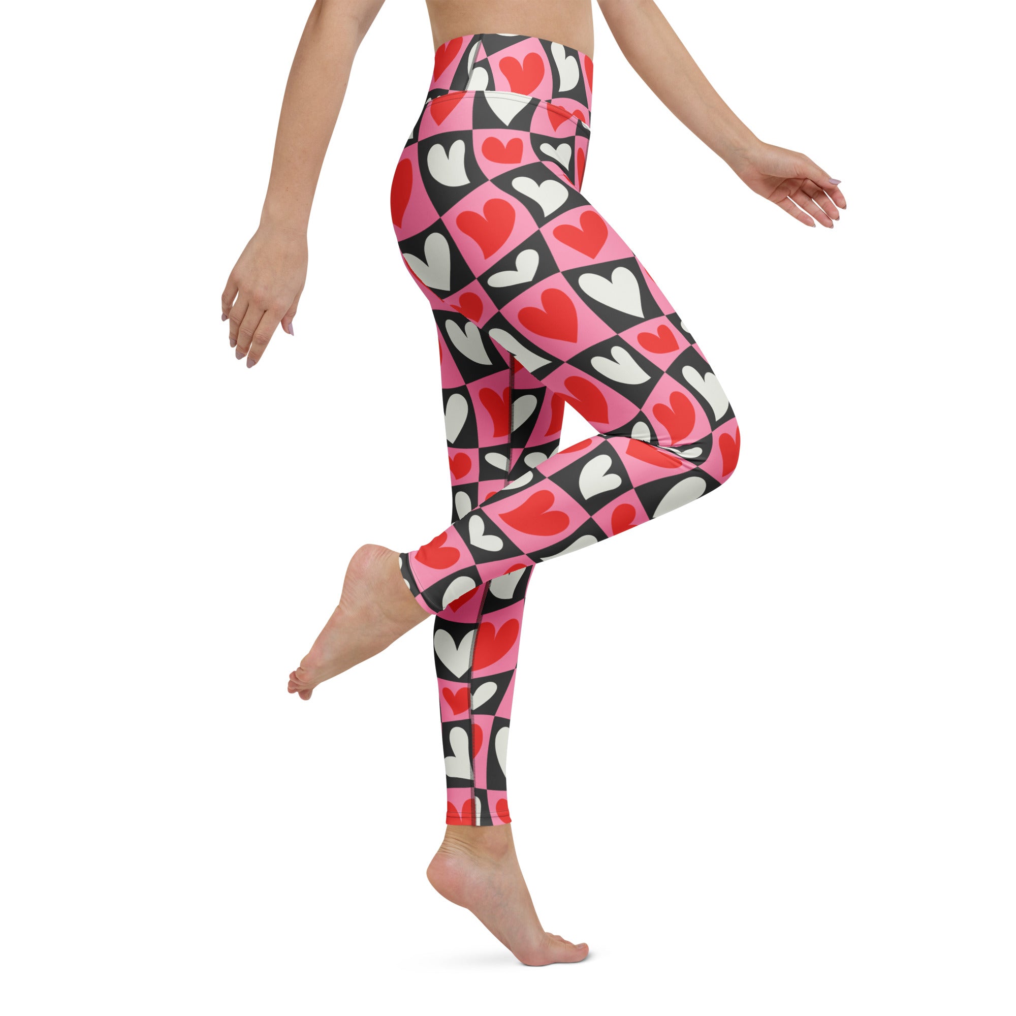 Dancing Hearts Checkerboard Yoga Leggings