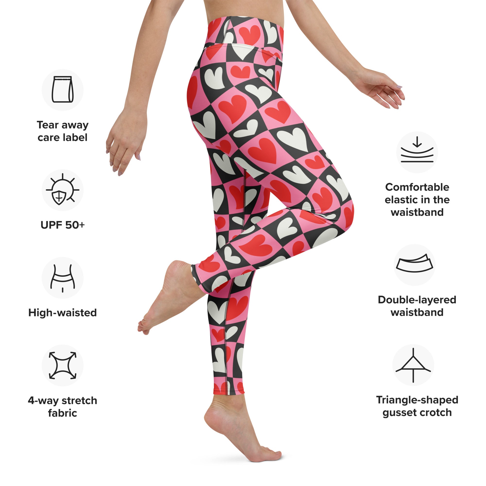 Dancing Hearts Checkerboard Yoga Leggings