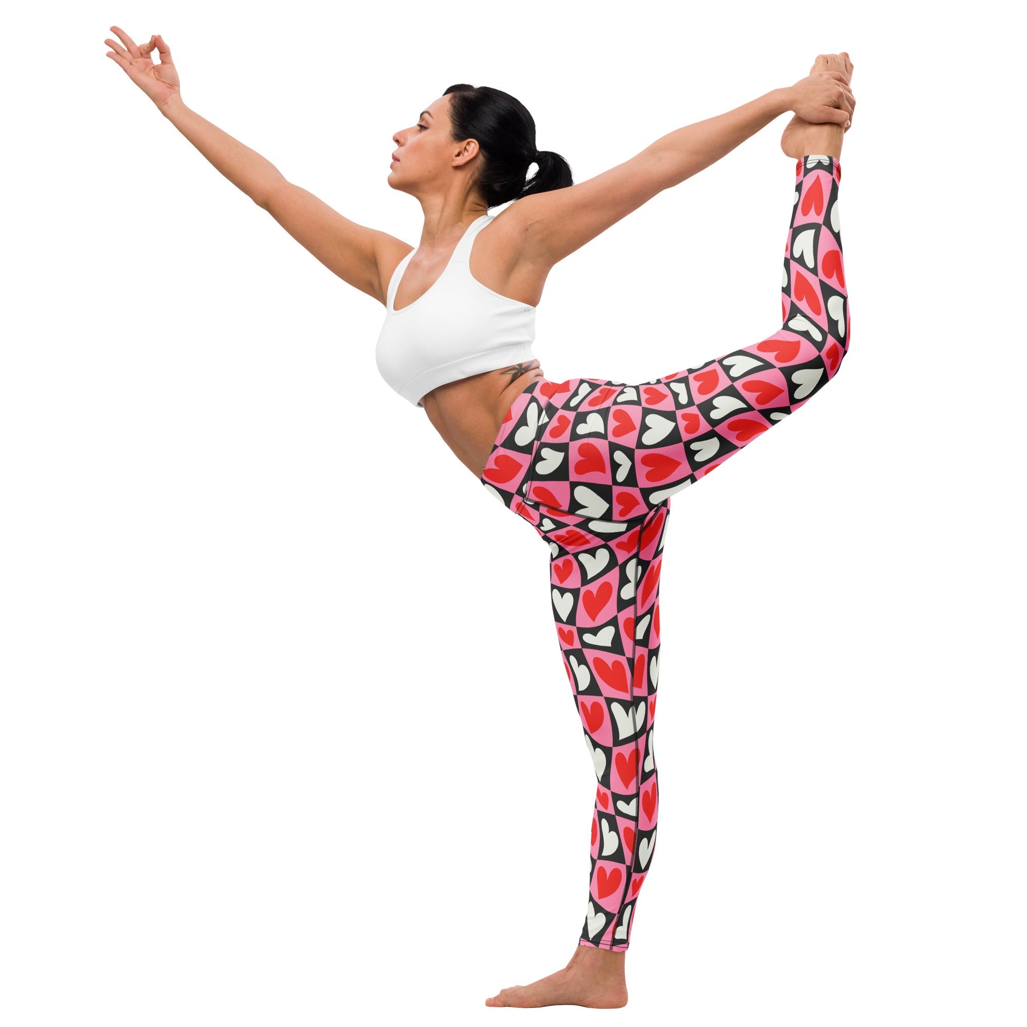 Dancing Hearts Checkerboard Yoga Leggings