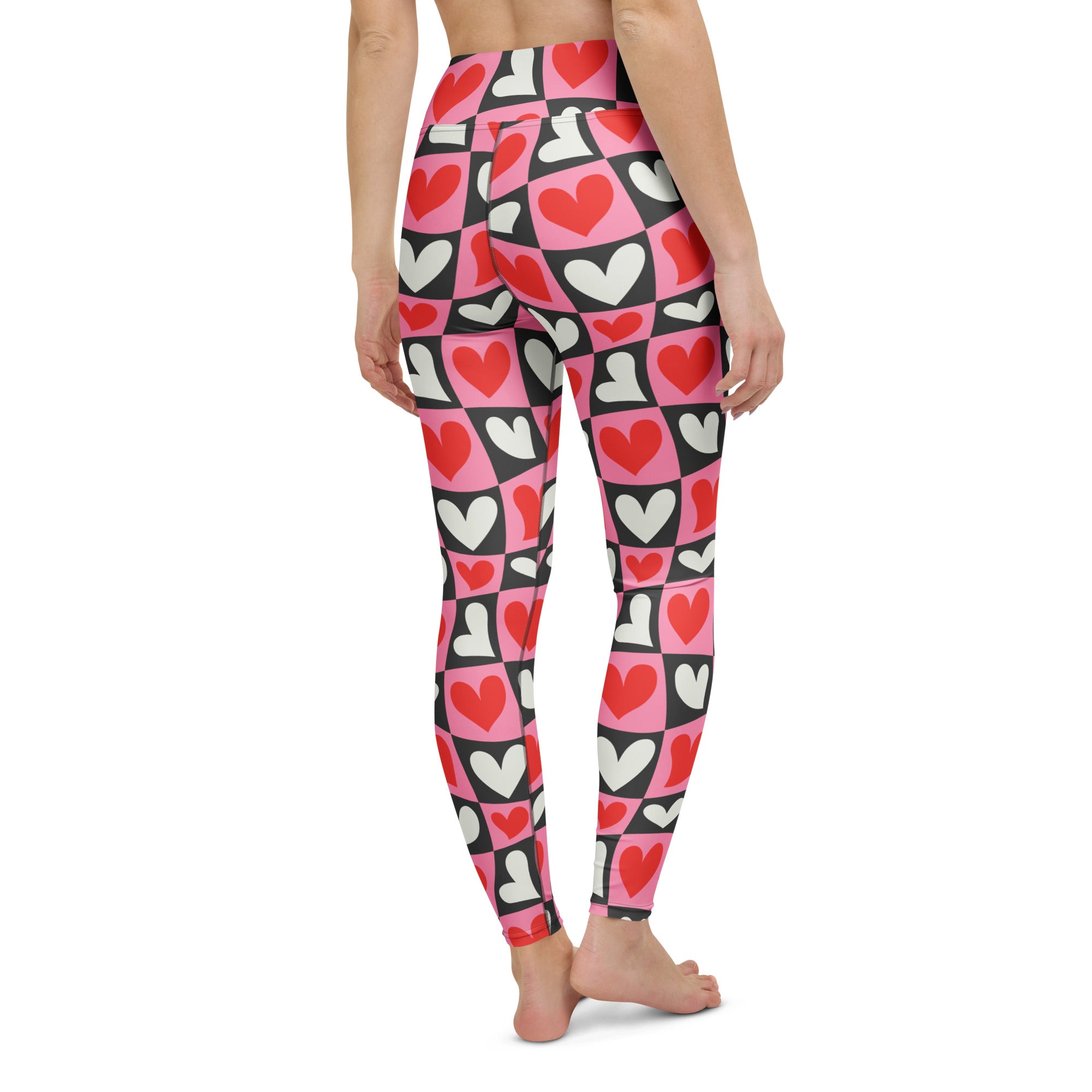 Dancing Hearts Checkerboard Yoga Leggings