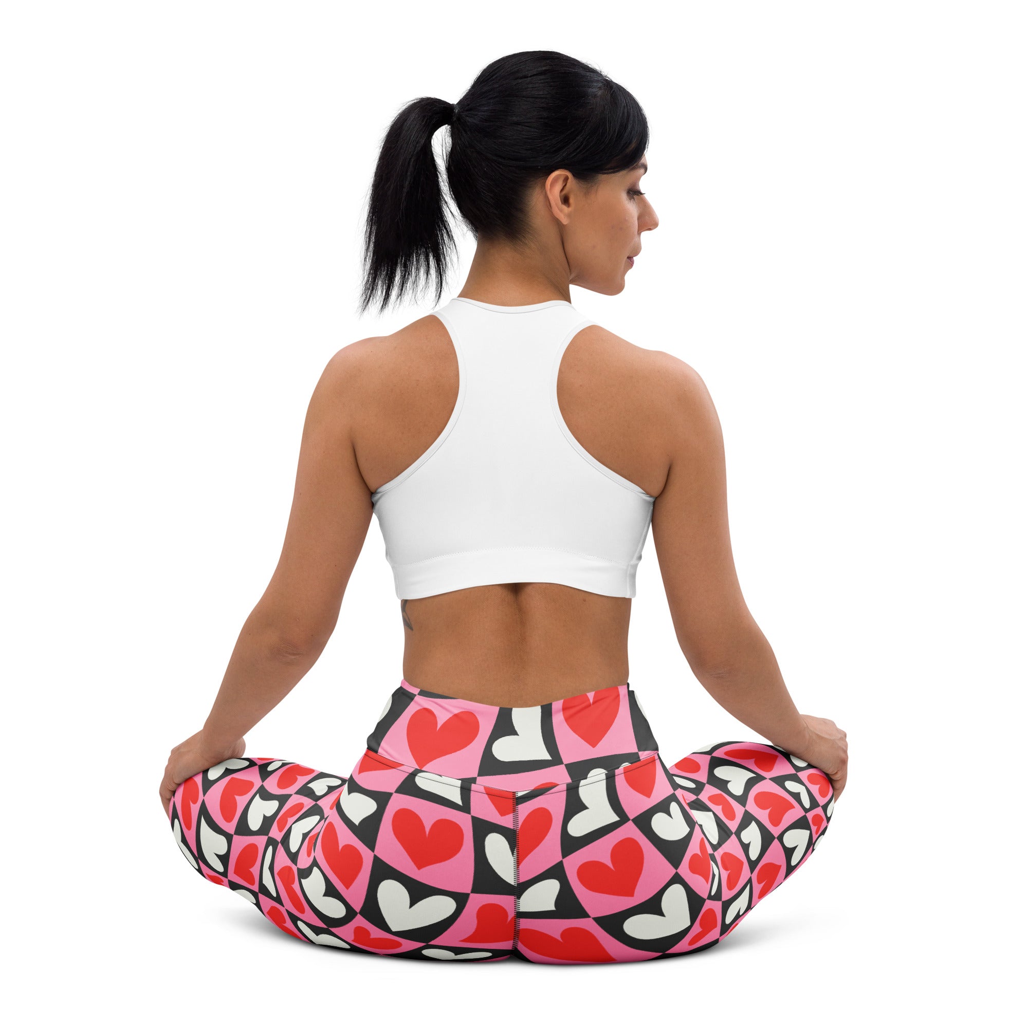 Dancing Hearts Checkerboard Yoga Leggings