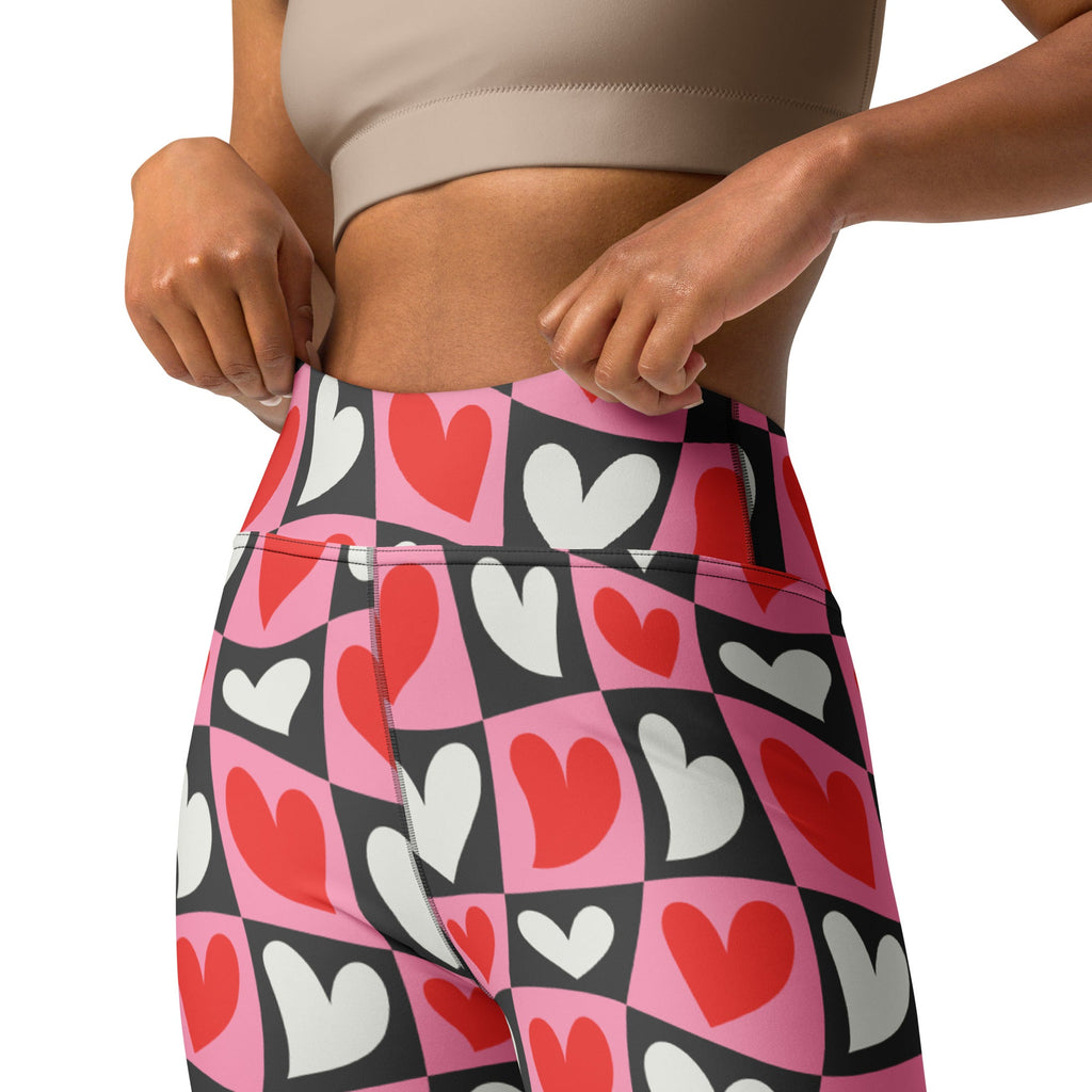 Dancing Hearts Checkerboard Yoga Leggings