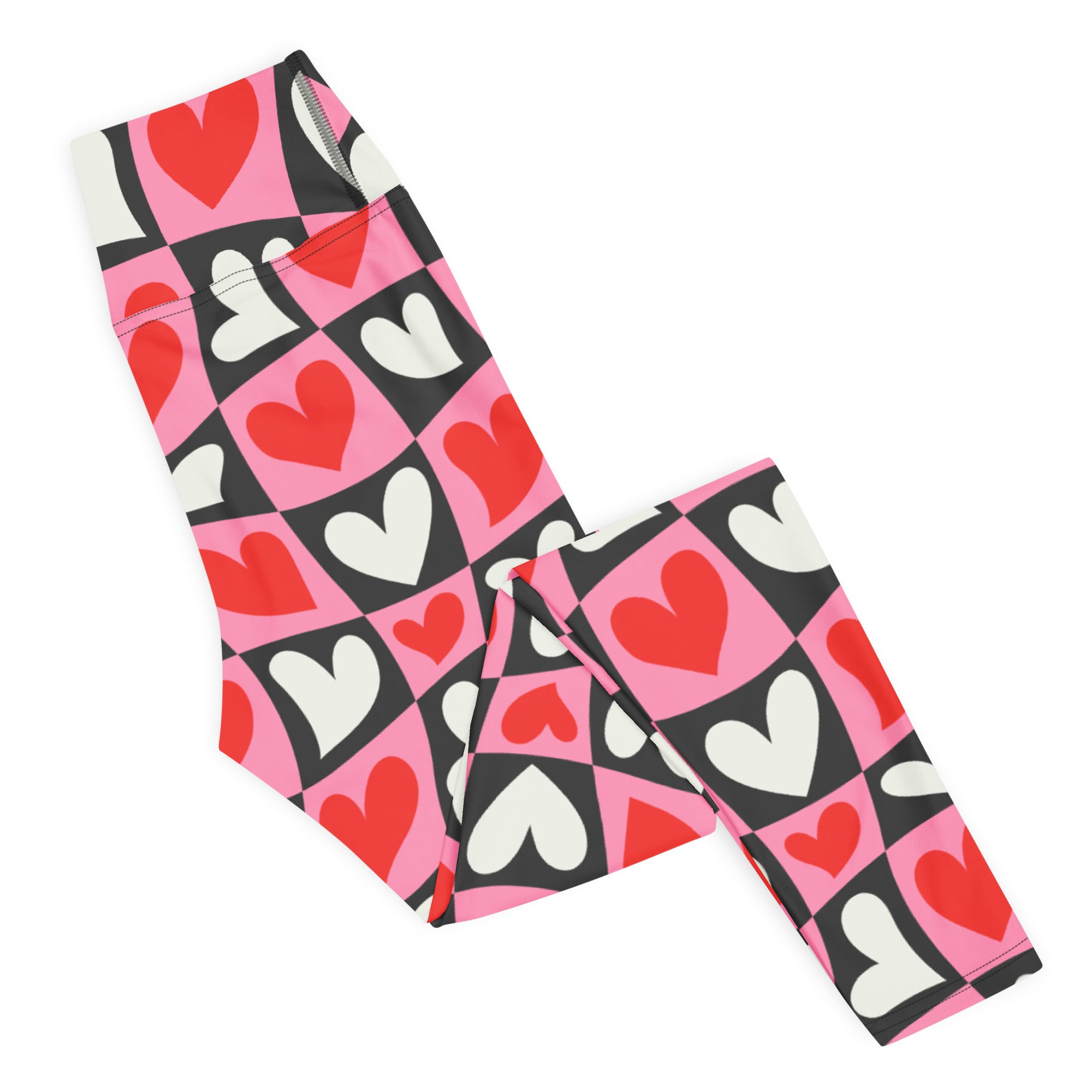 Dancing Hearts Checkerboard Yoga Leggings