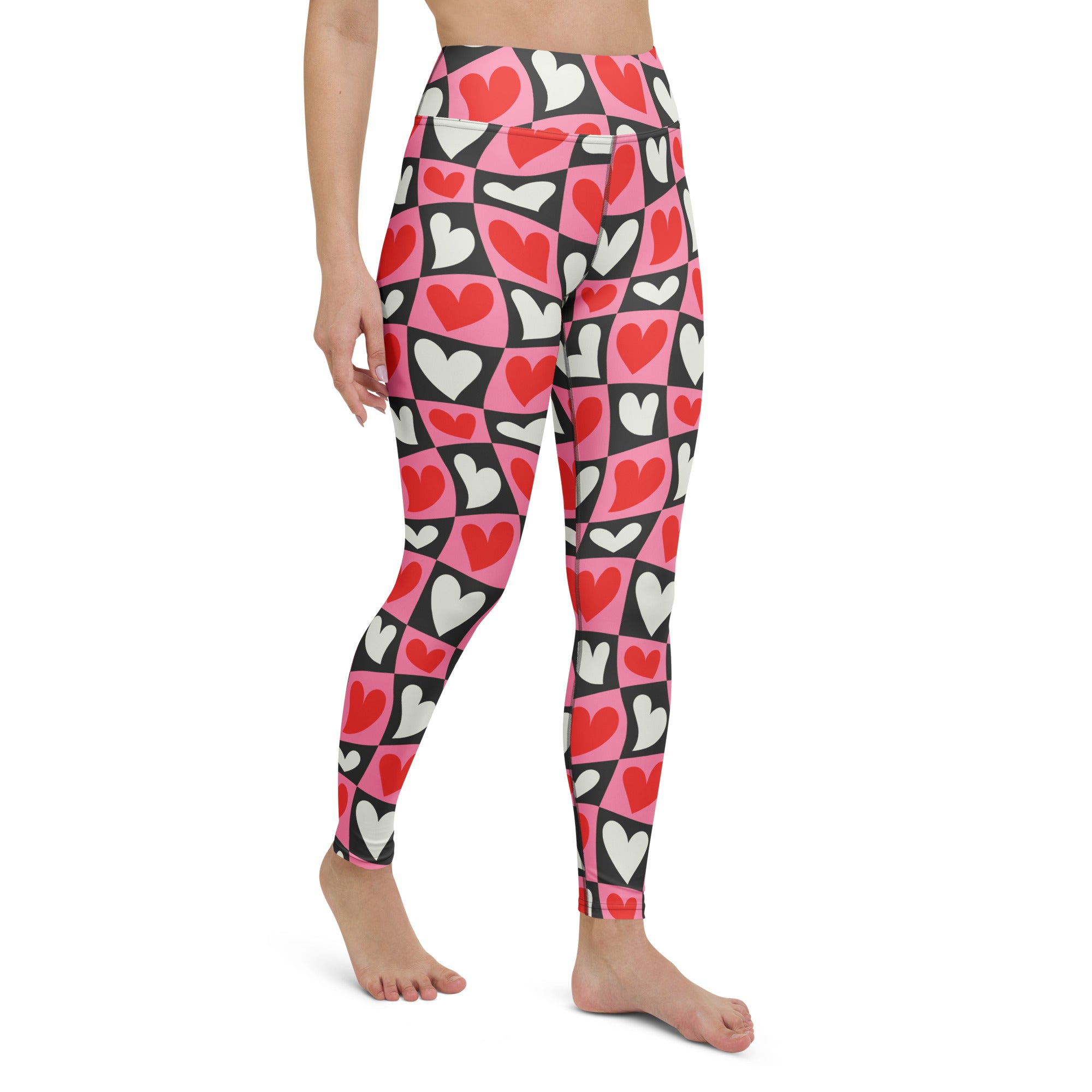 Dancing Hearts Checkerboard Yoga Leggings