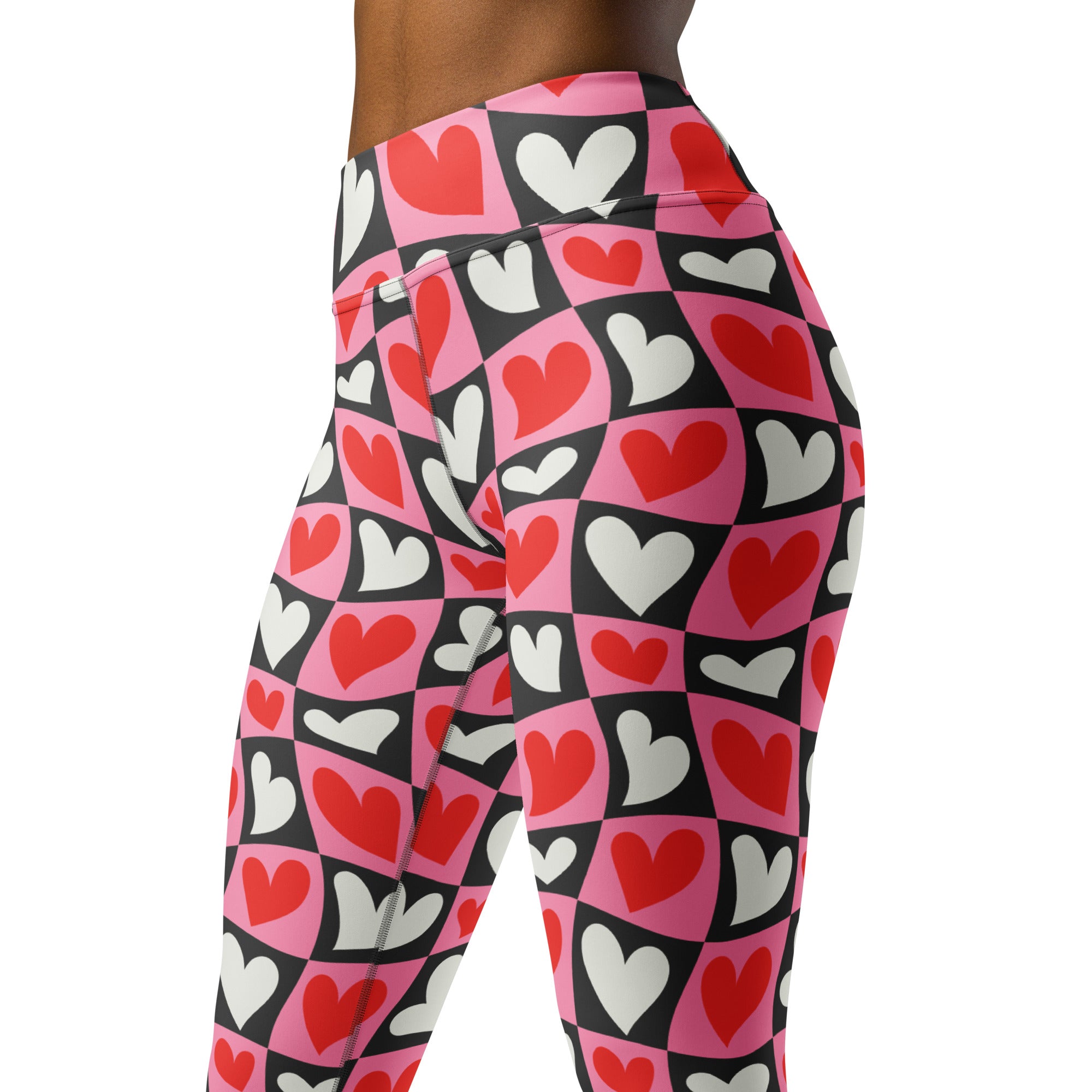 Dancing Hearts Checkerboard Yoga Leggings