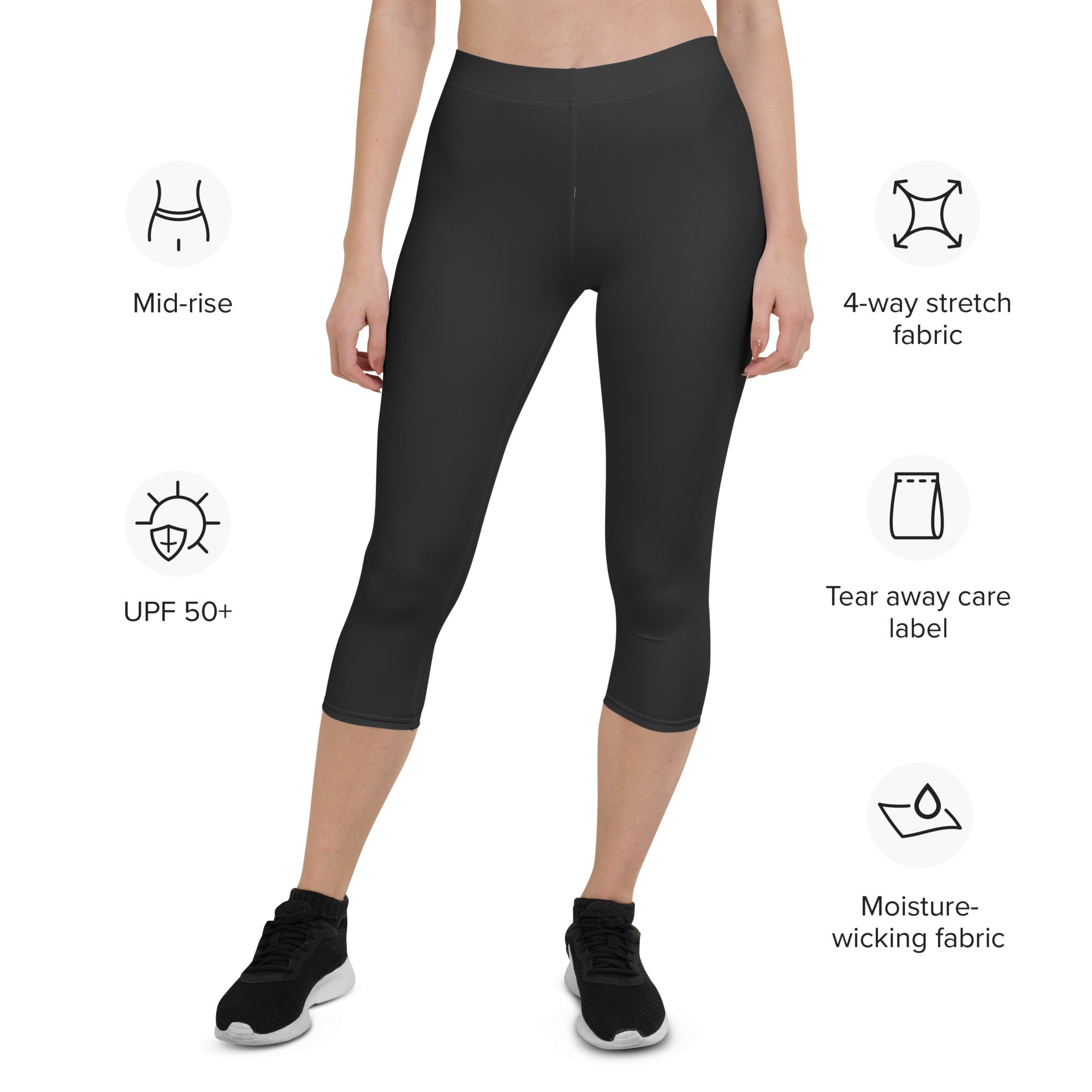 Dark Charcoal Black Capris