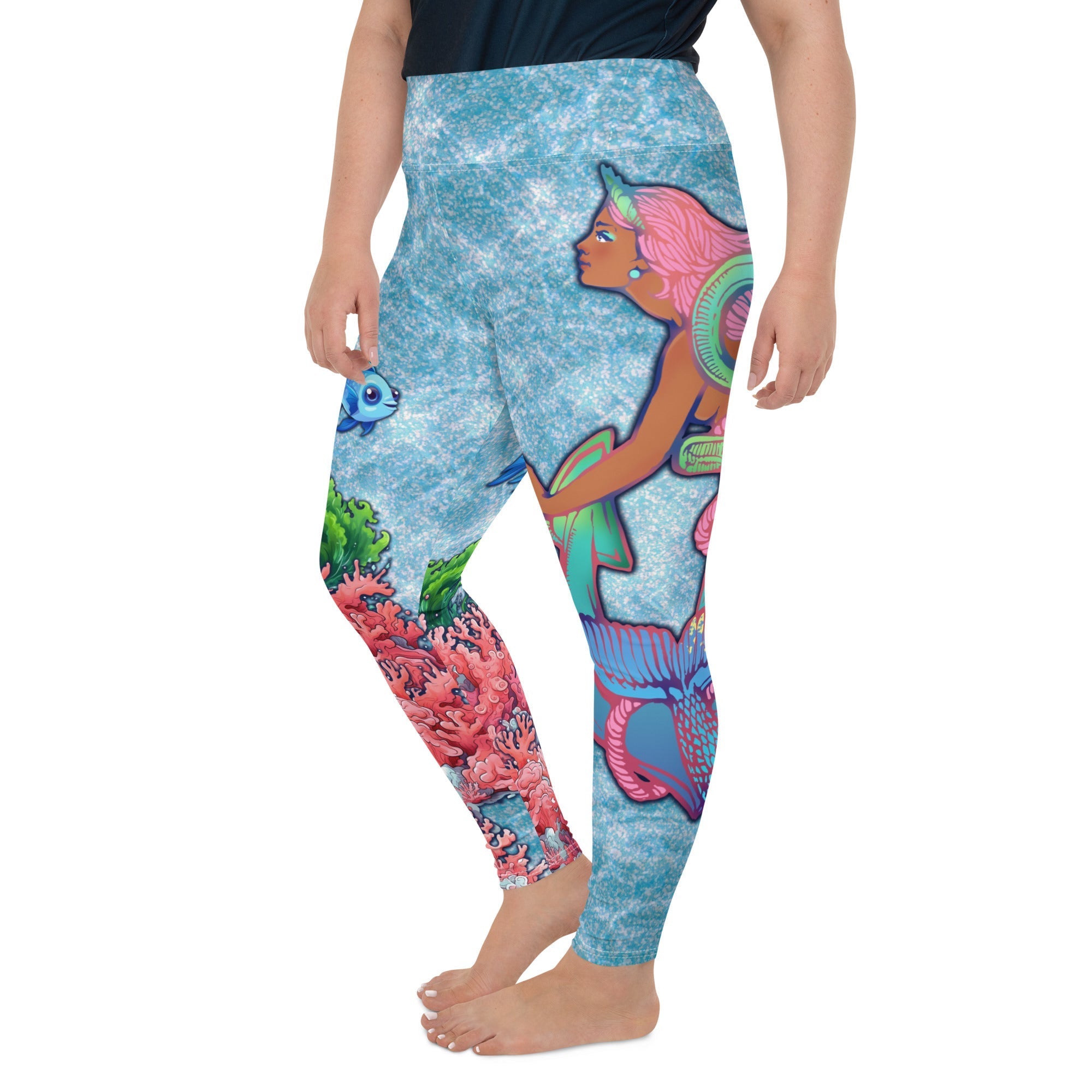 Darker Skin Mermaid Plus Size Leggings