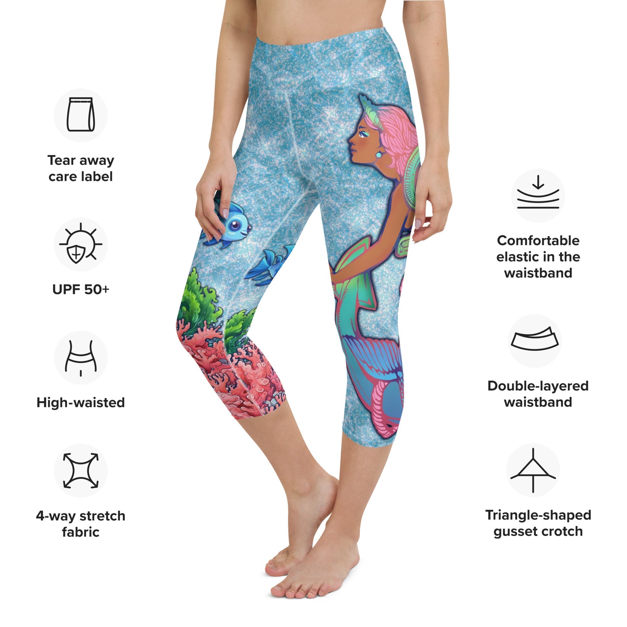 Darker Skin Mermaid Yoga Capris