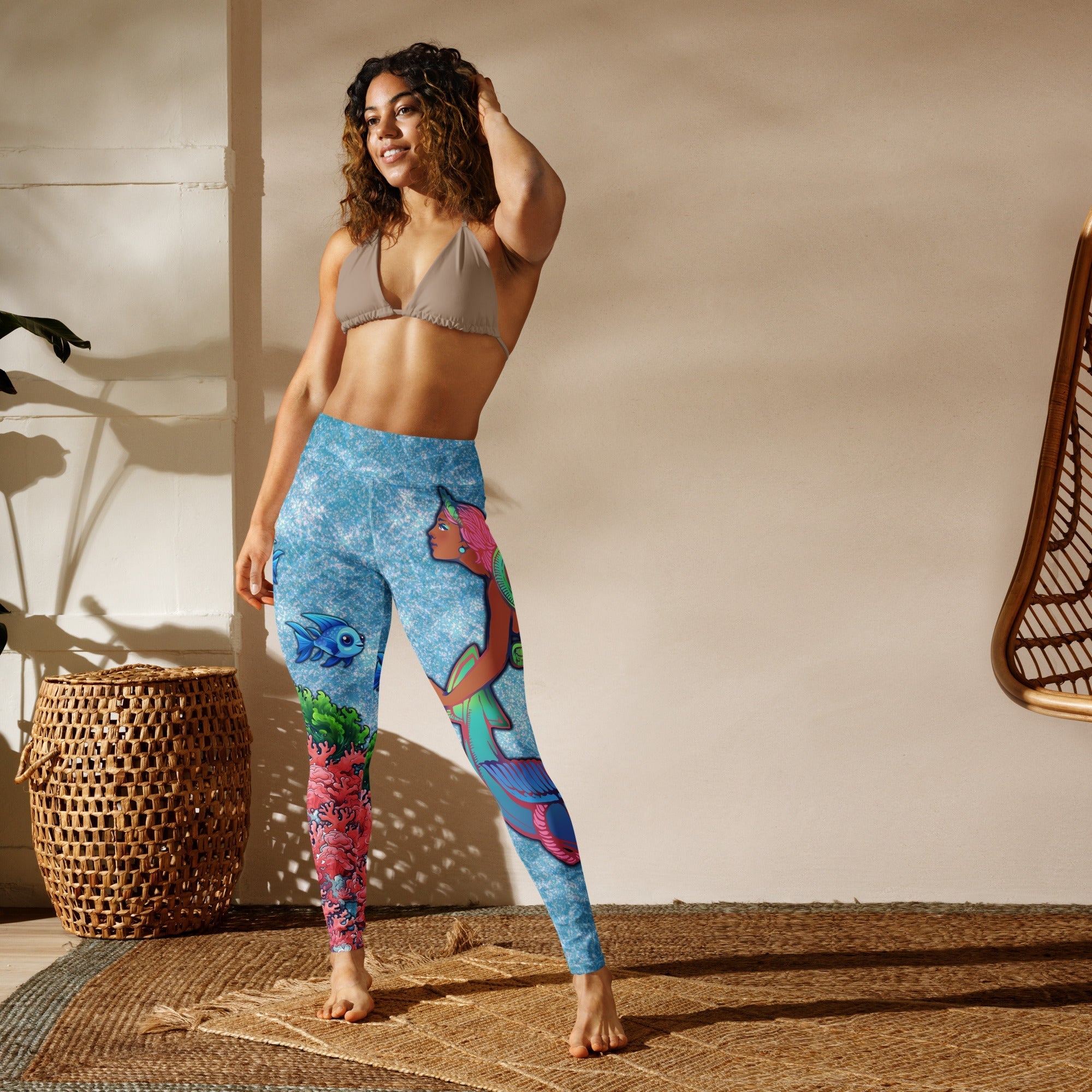 Darker Skin Mermaid Yoga Leggings