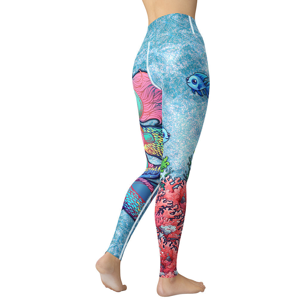 Darker Skin Mermaid Yoga Leggings