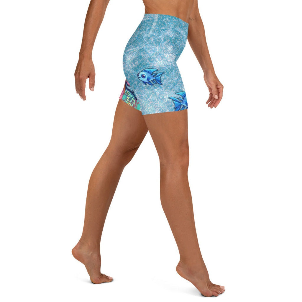 Darker Skin Mermaid Yoga Shorts