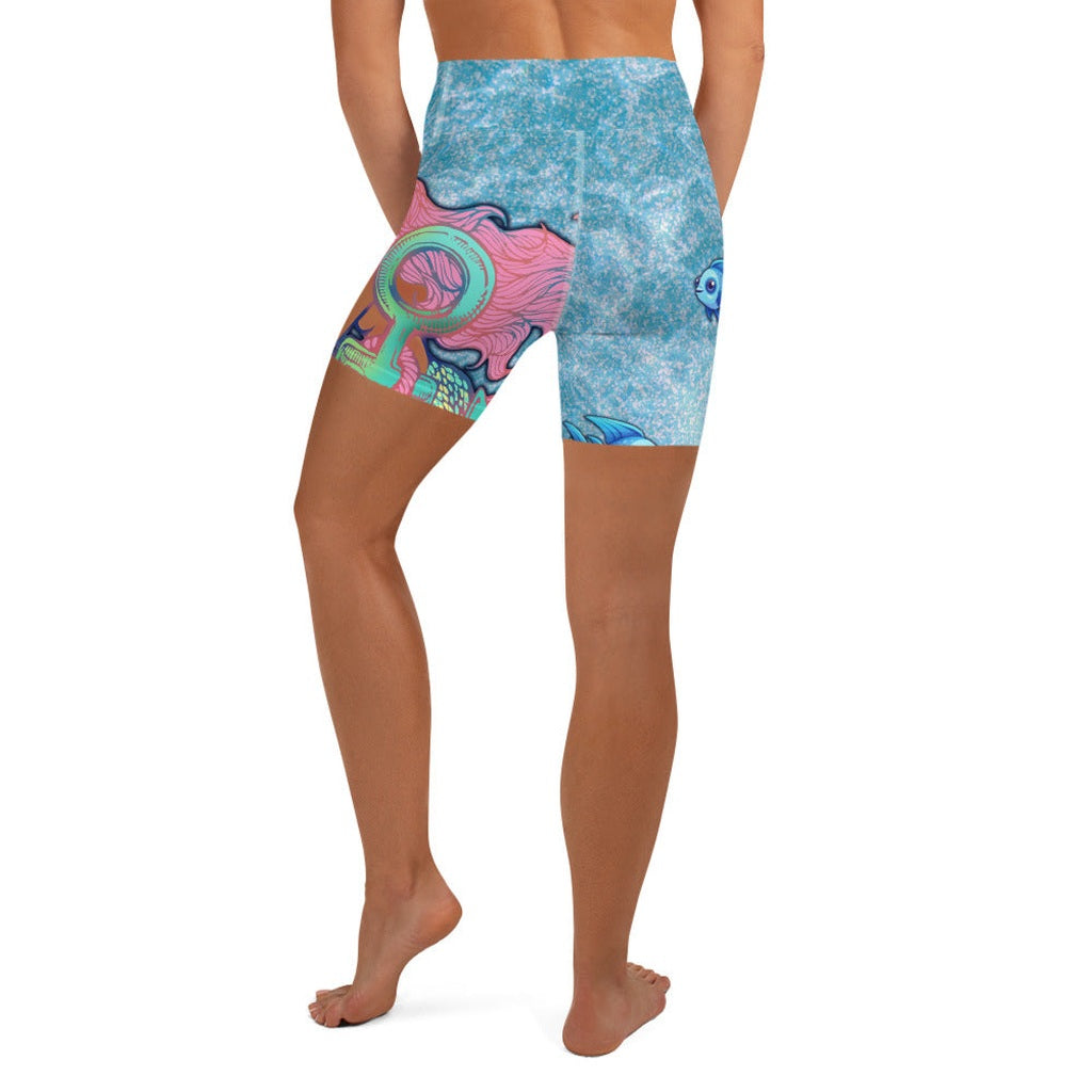 Darker Skin Mermaid Yoga Shorts