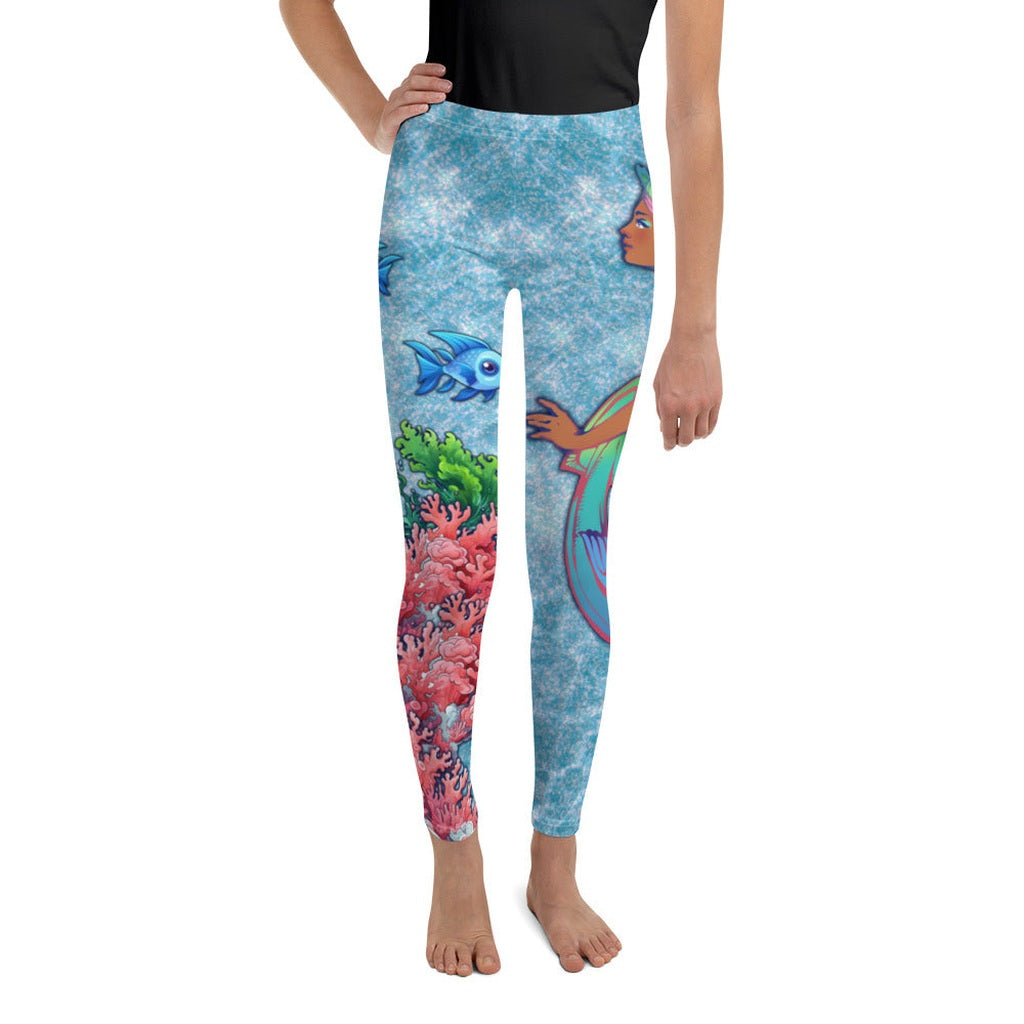 Darker Skin Mermaid Youth Leggings