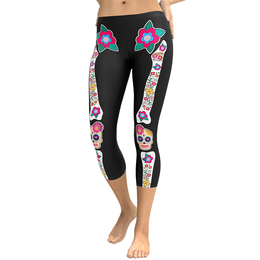 Day of the Dead Bones Capris