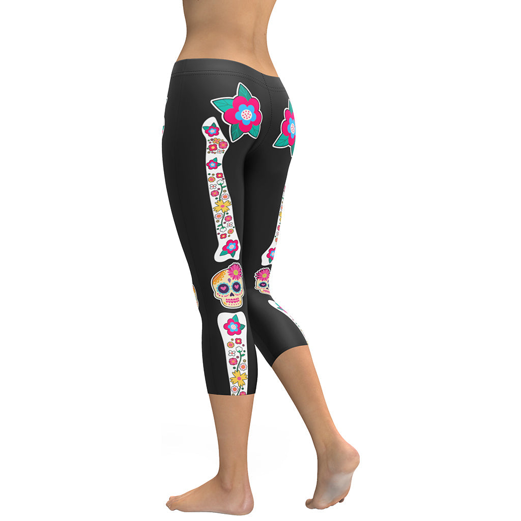 Day of the Dead Bones Capris