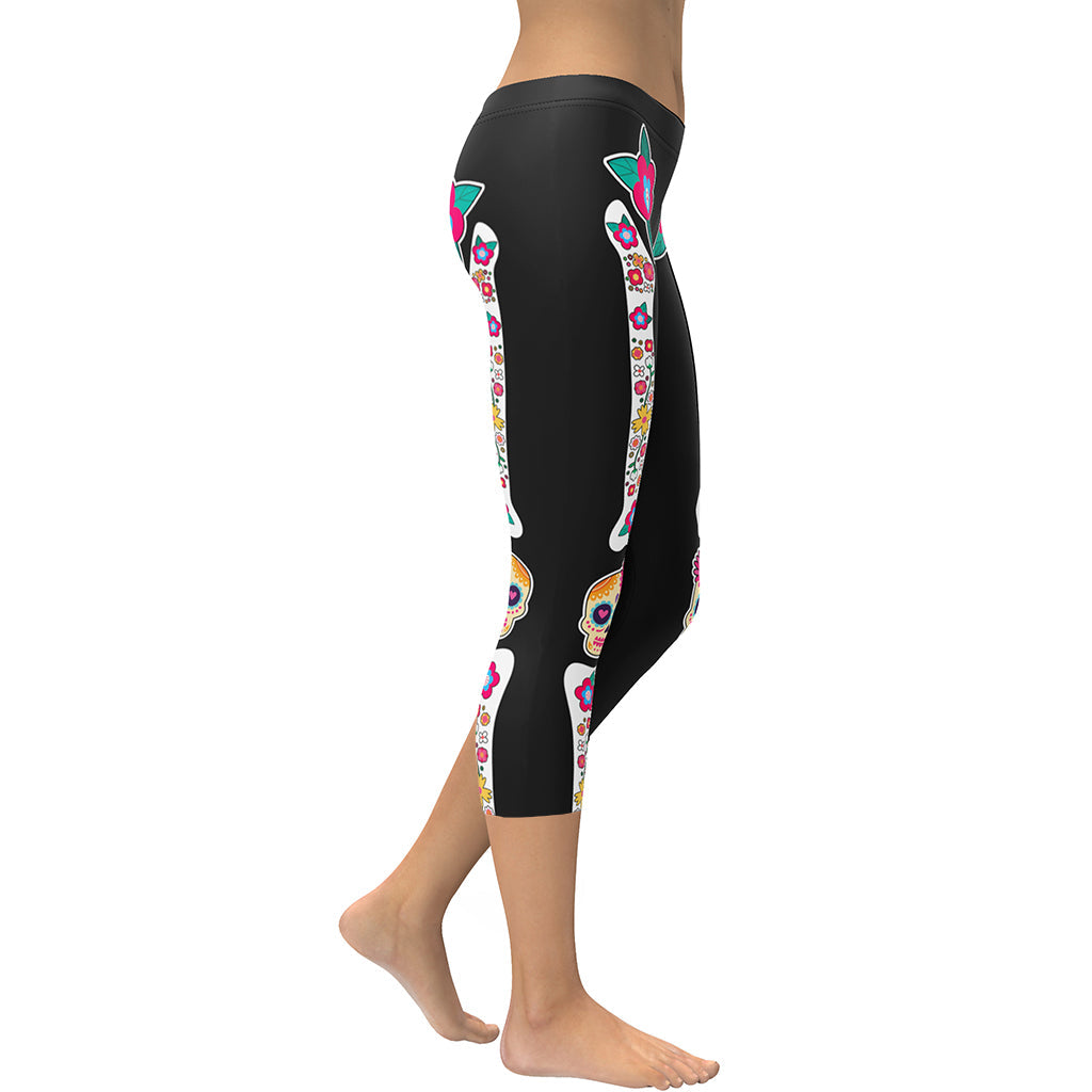 Day of the Dead Bones Capris