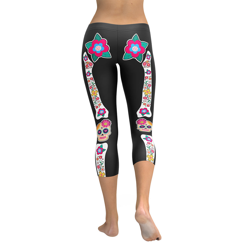 Day of the Dead Bones Capris