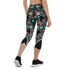 Day of the Dead Cat Print Capris
