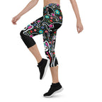 Day of the Dead Cat Print Capris