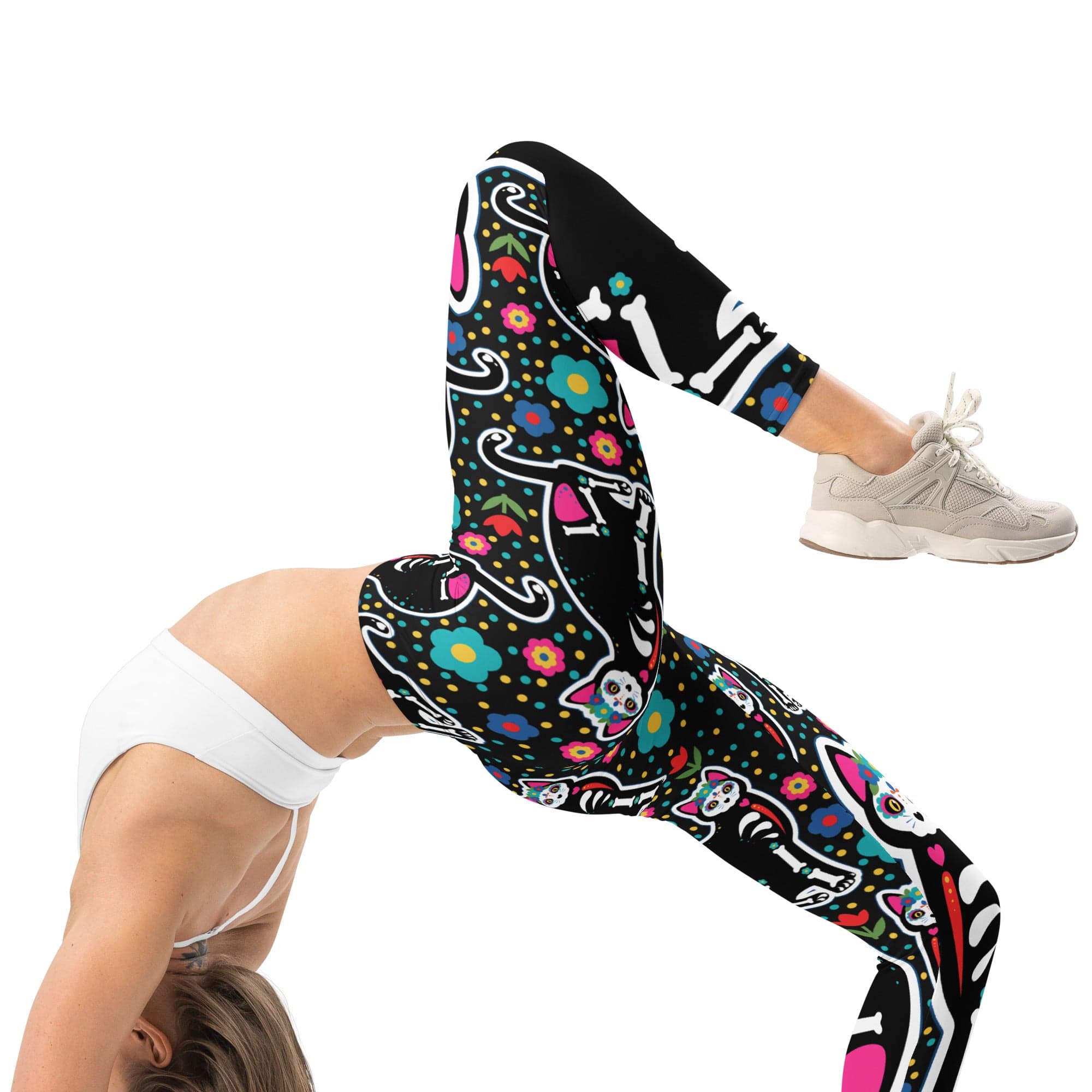 Day of the Dead Cat Print Leggings