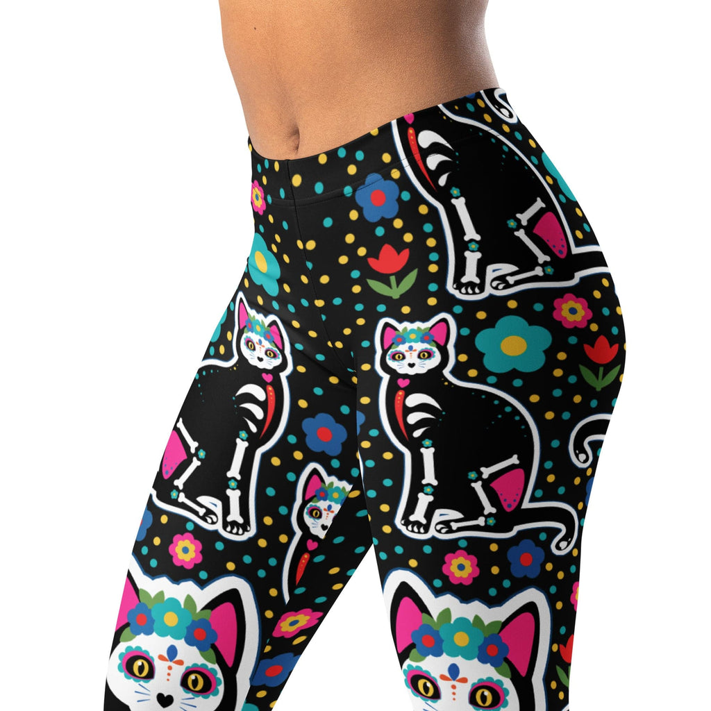Day of the Dead Cat Print Leggings