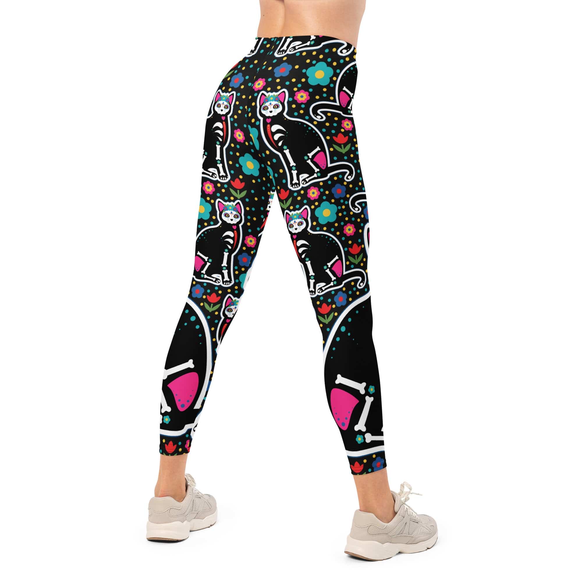 Day of the Dead Cat Print Leggings