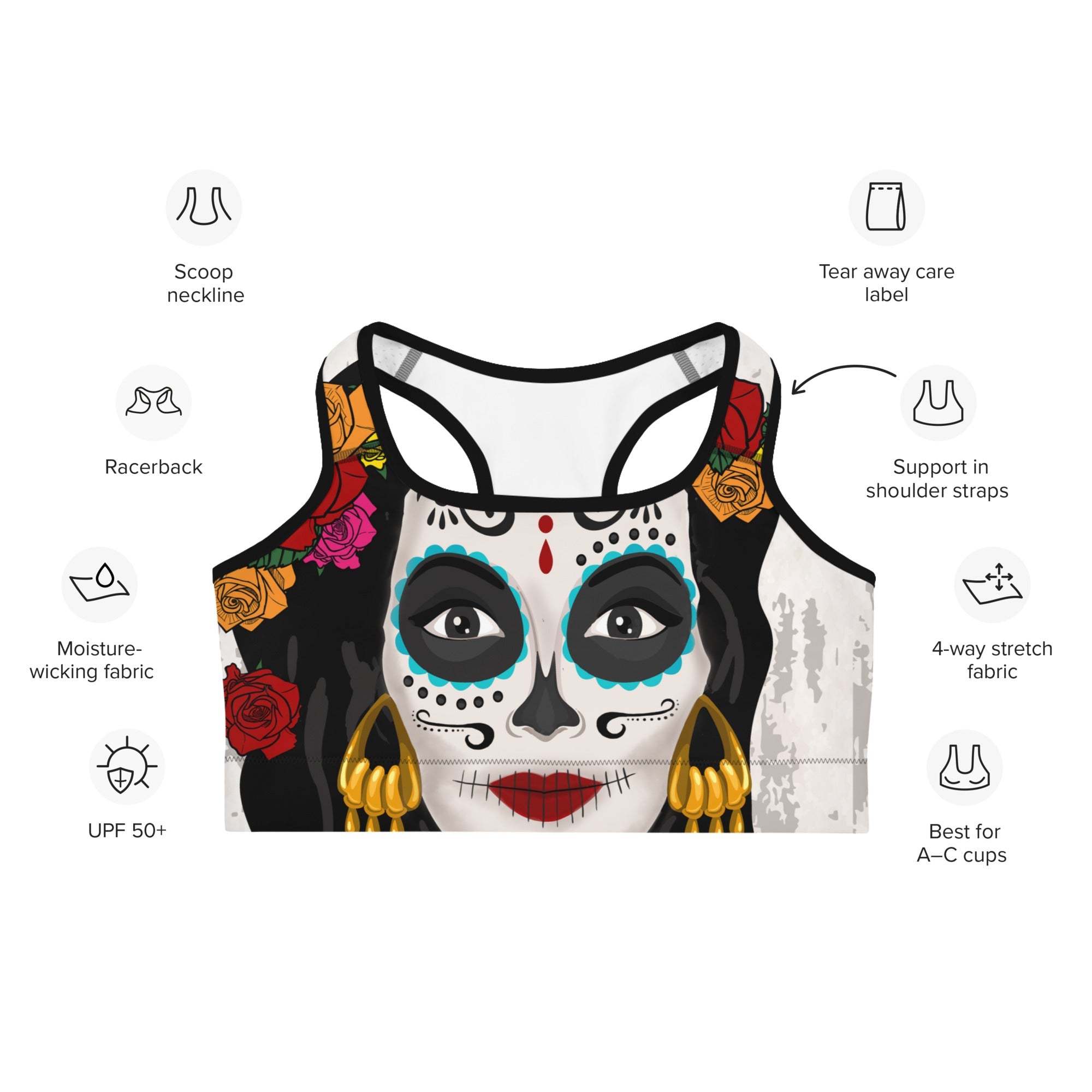 Day of the Dead Print Sports Bra