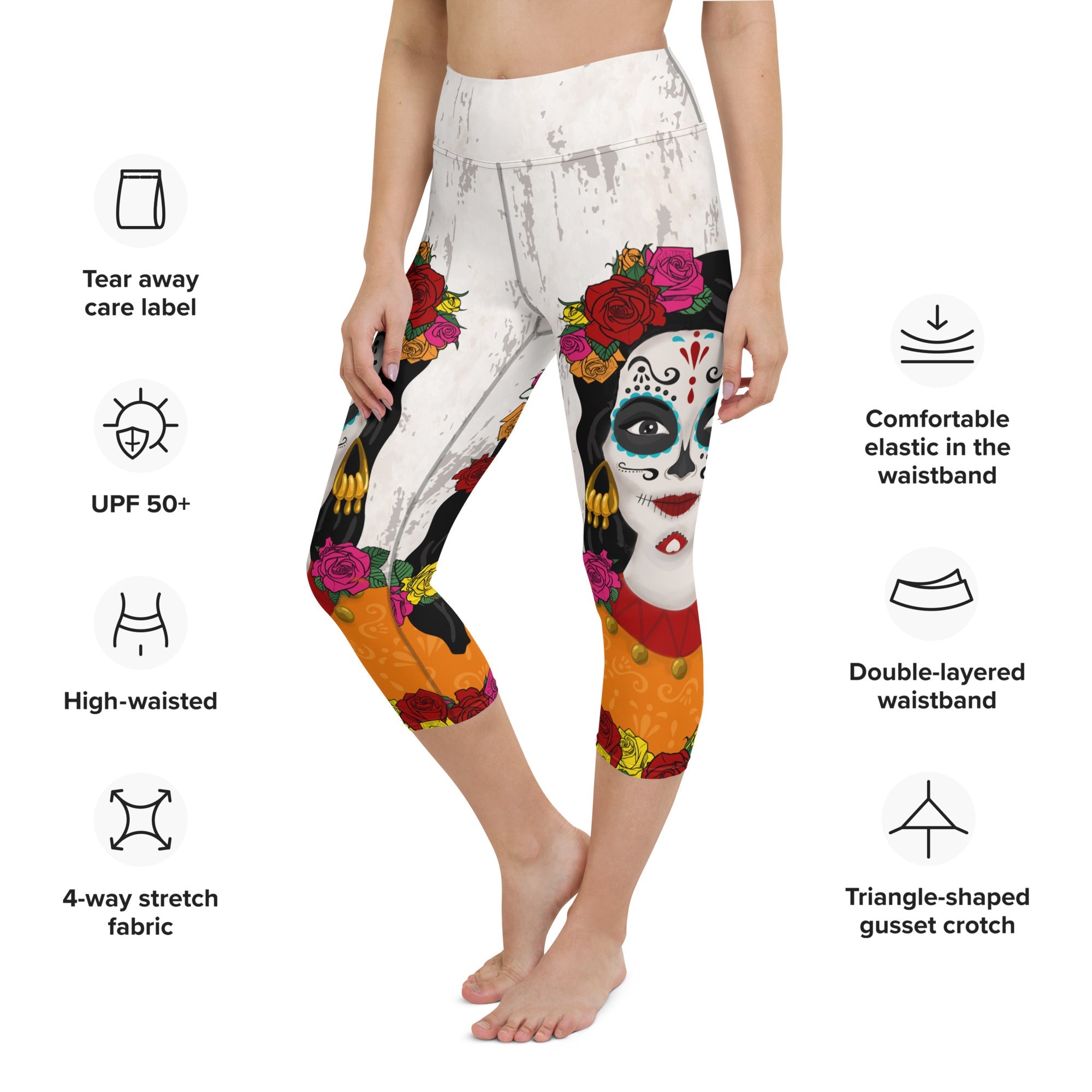 Day of the Dead Print Yoga Capris