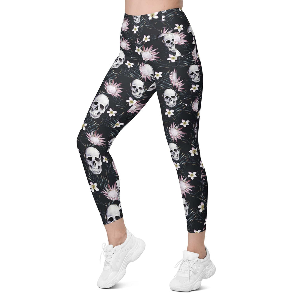 Delicate Skulls Leggings With Pockets