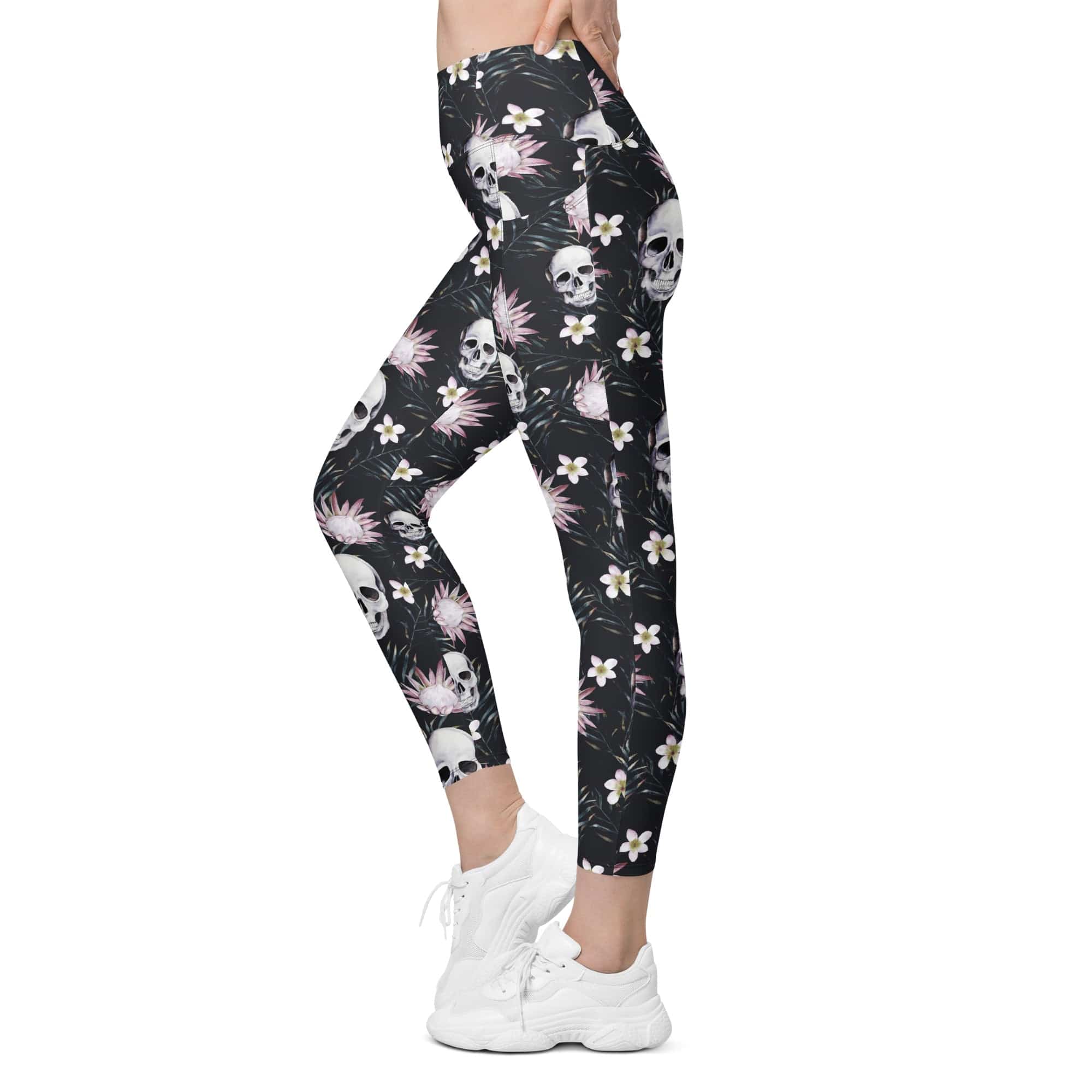 Delicate Skulls Leggings With Pockets