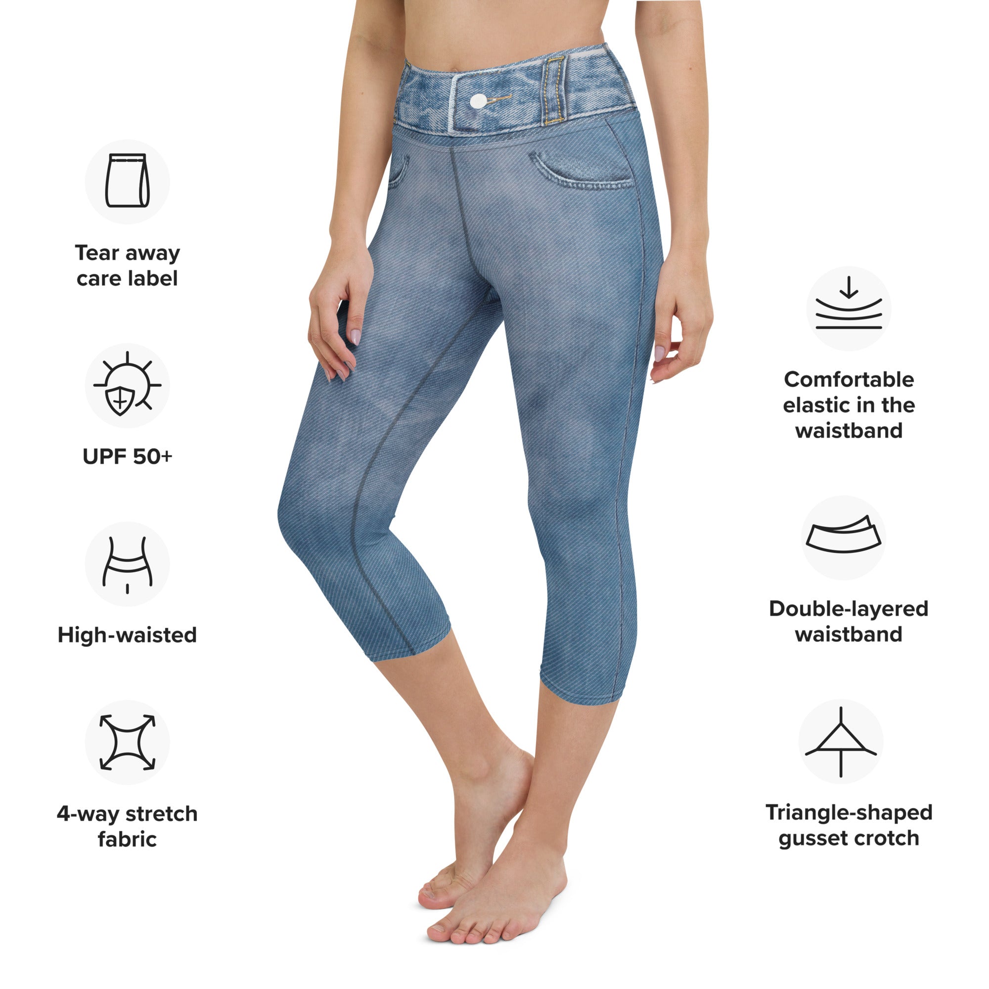 Denim Jeans Yoga Capris