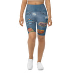Denim Patch Biker Shorts