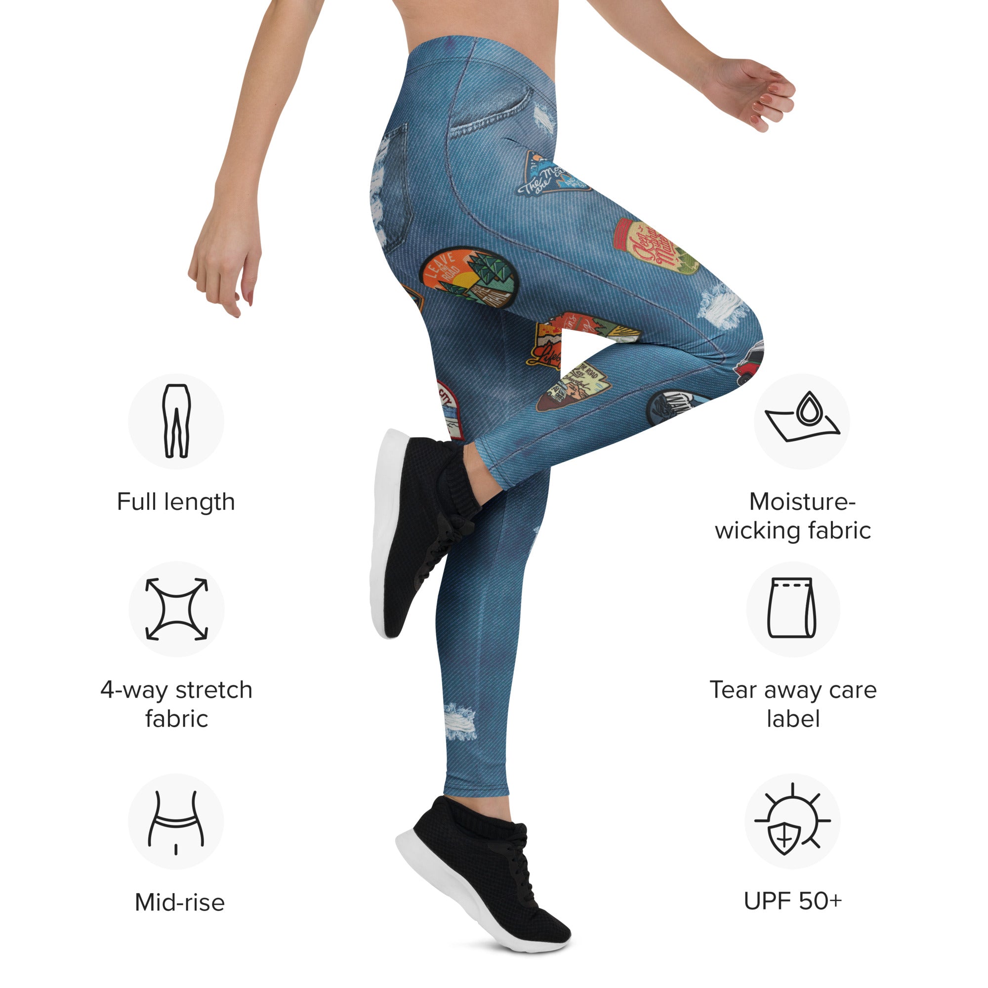 Denim Patch Print Leggings